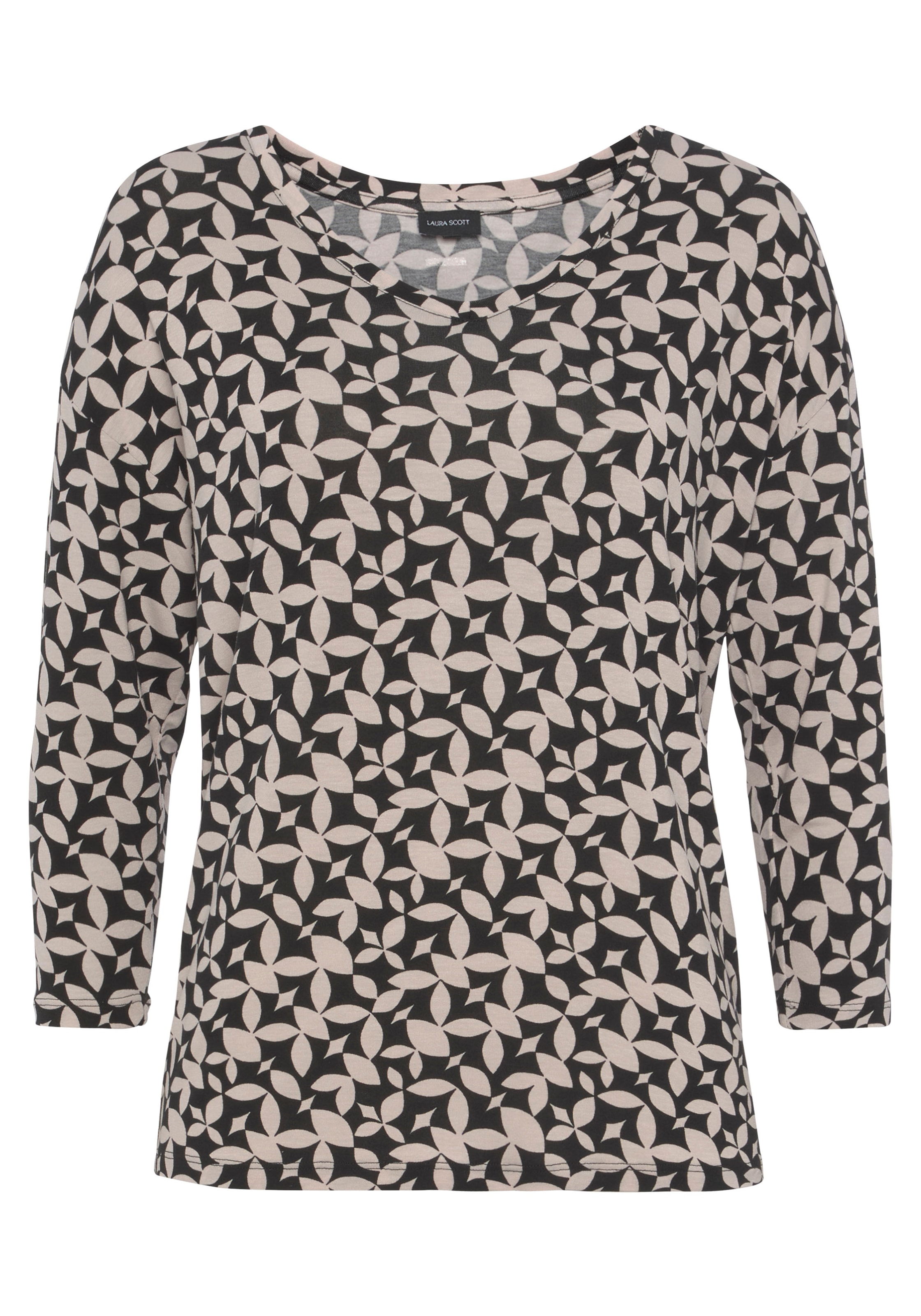 Laura Scott 3/4-Arm-Shirt, lässig geschnitten, bedruckt, V-Ausschnitt