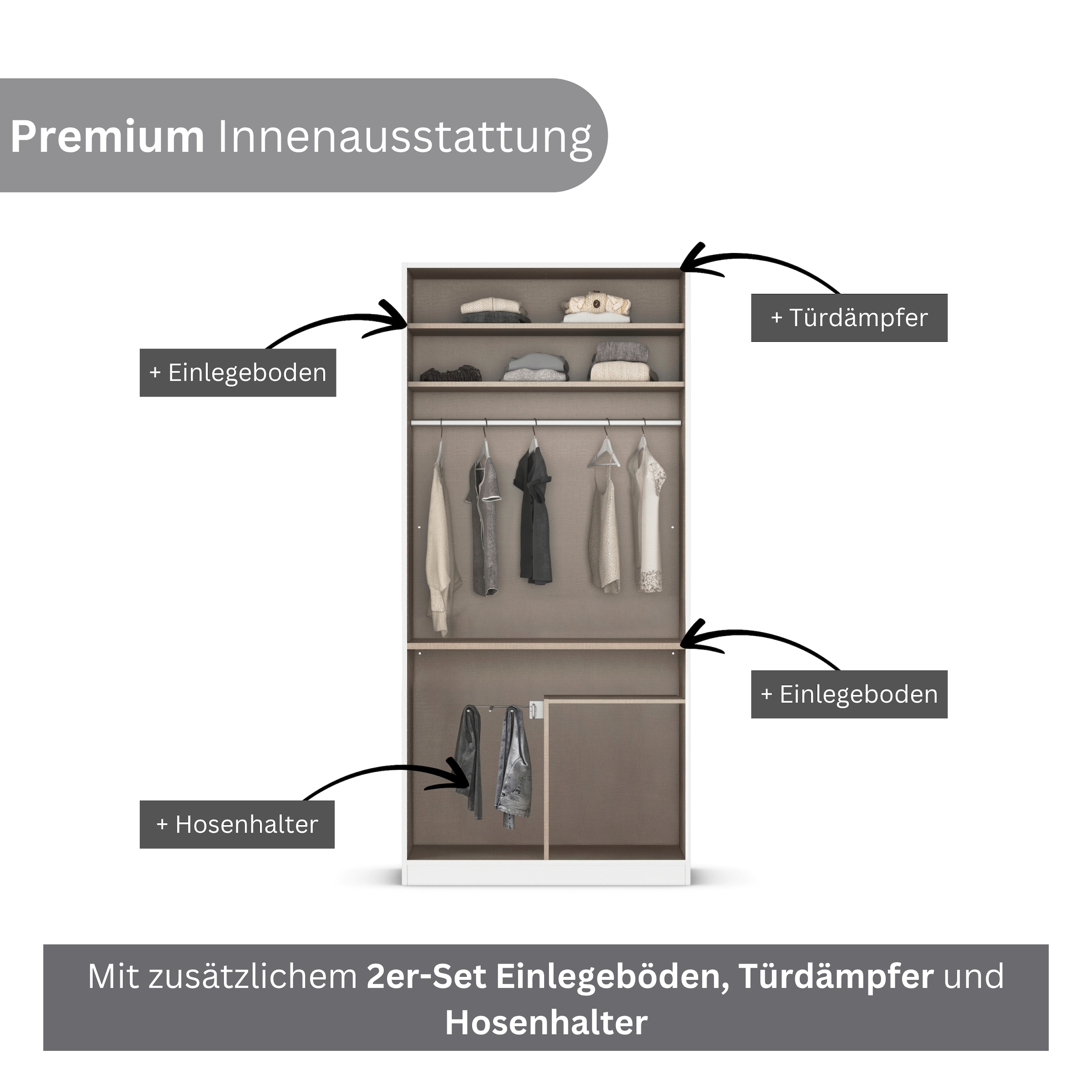 rauch Kleiderschrank »Marlene«, (in 3 verschiedenen Ausstattungen BASIC/CLASSIC/PREMIUM), in 3 Breiten 91/136/181 cm im Landhaus-Stil MADE IN GERMANY