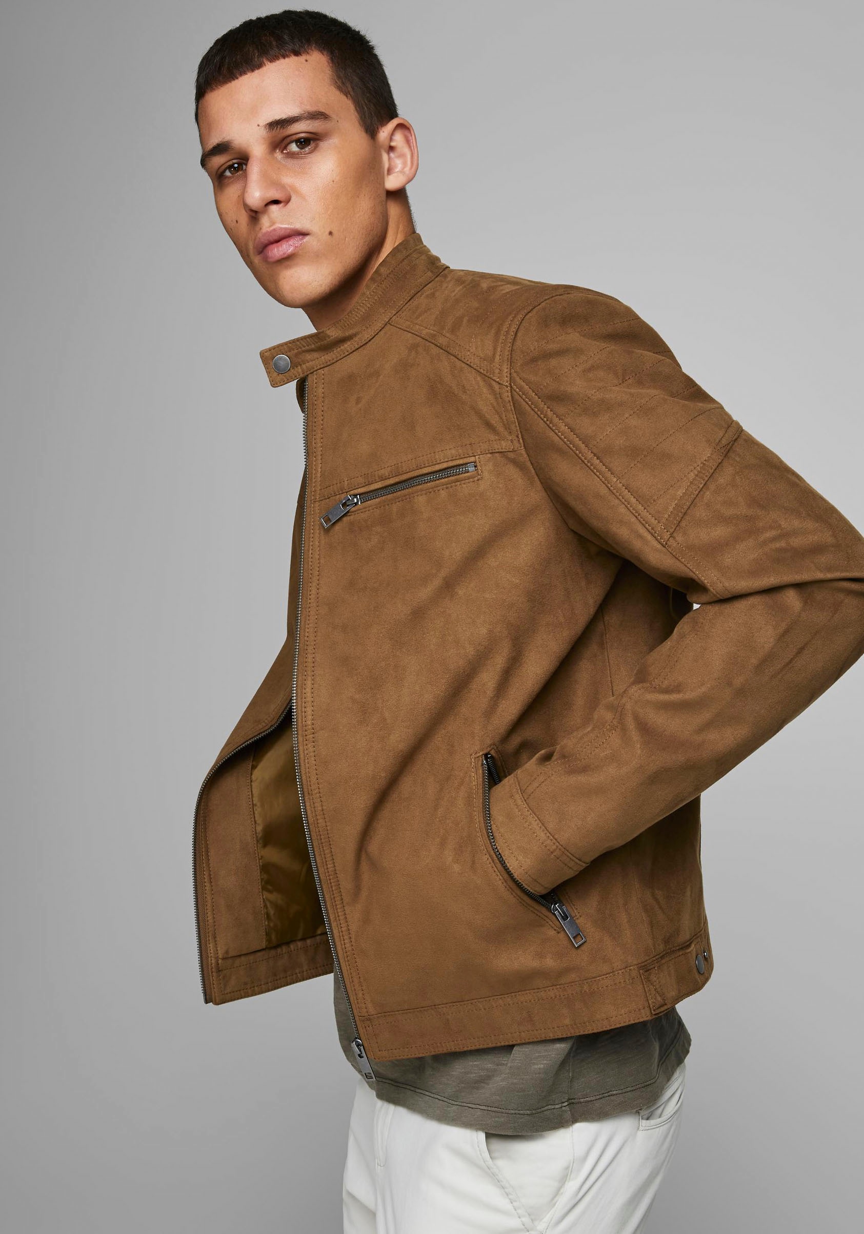 Jack & Jones Bikerjacke »ROCKY JACKET«, ohne Kapuze