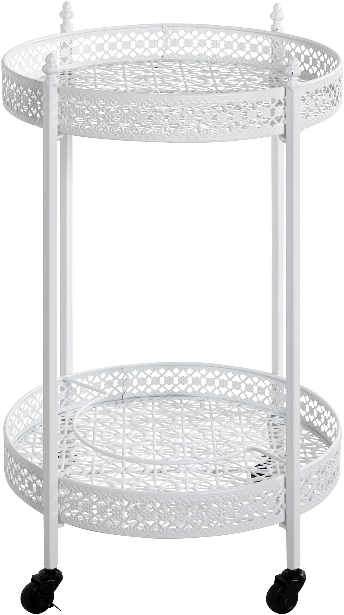 HAKU Servierwagen »Dinett, Kaffeetisch, Küchenwagen, Serviertisch, Teewagen, Trolley« 1 Stk. tlg. rund - aus Metall Weiß - Ø/H 45/74 cm
