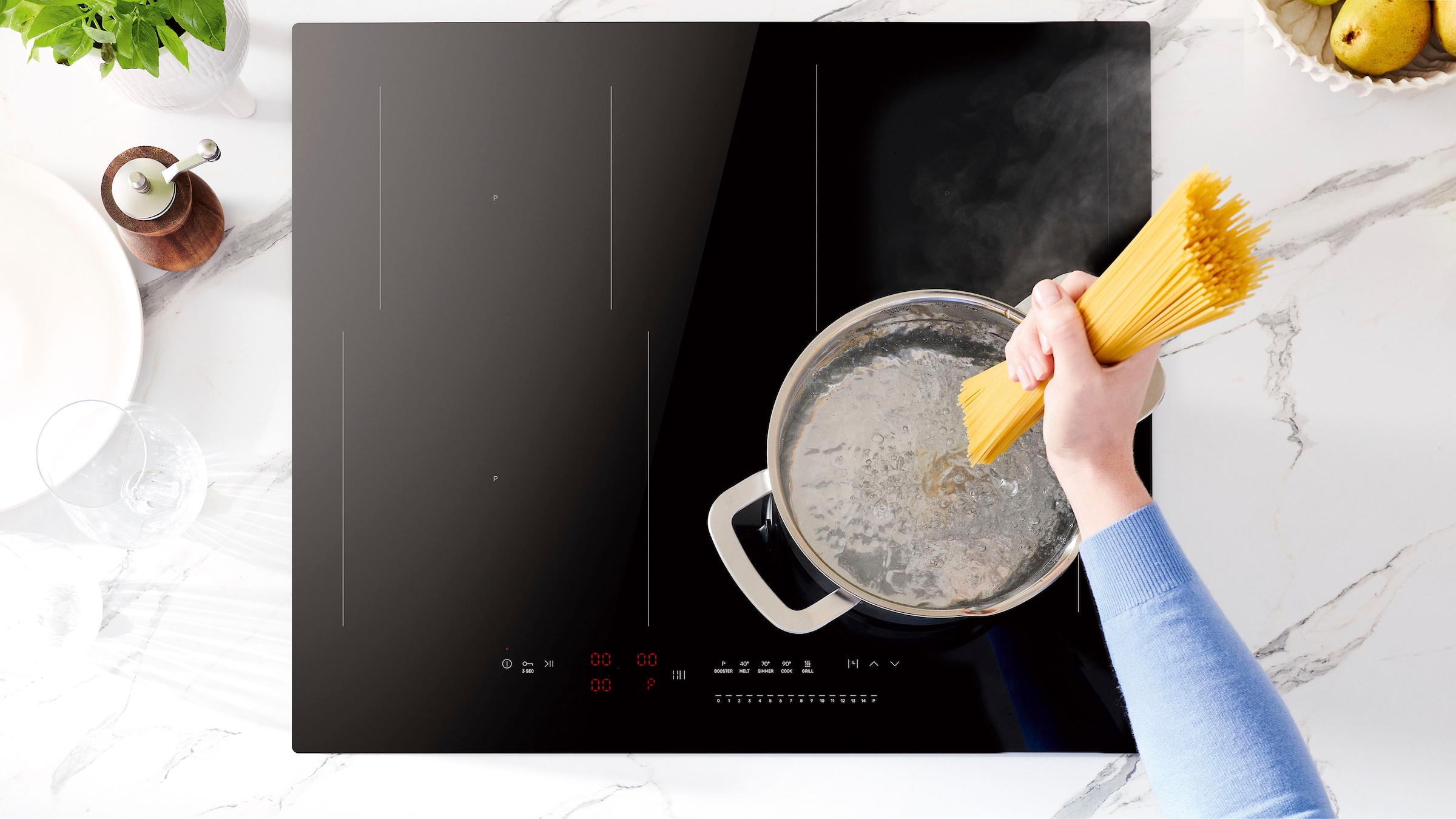 Amica Induktions-Kochfeld »KMI 776 660 C«, 6 Stufen: 40°C, 70°C, 90°C zum Garen, 200°C zum schnellen Vorheizen