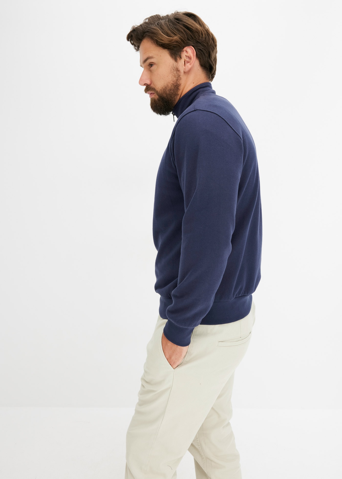 bonprix Sweatshirt »Sweatshirt mit Troyerkragen«, mit Troyerkragen und Reißverschluss
