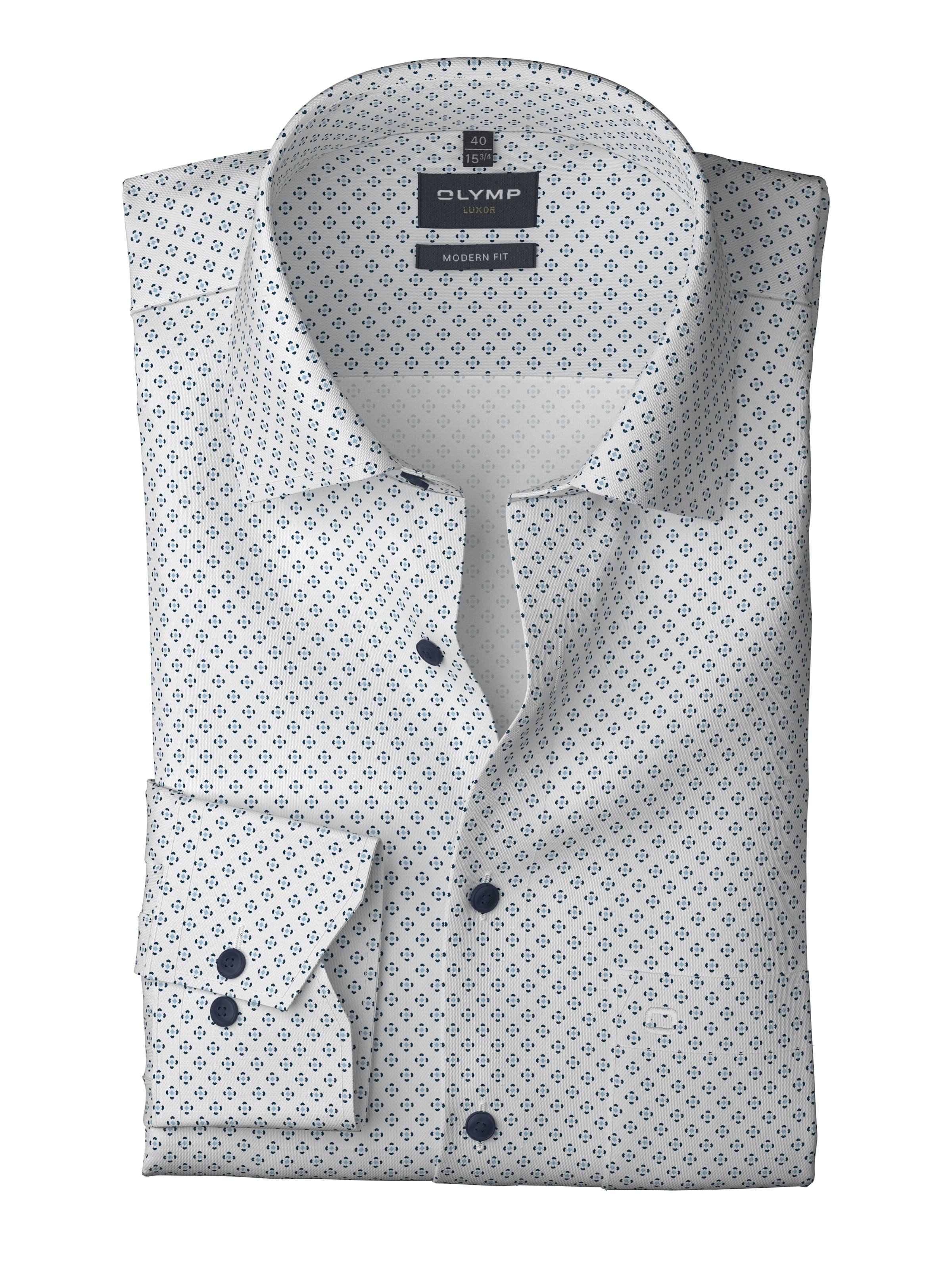 OLYMP Langarmhemd »Luxor modern fit«, modern fit, Businesshemd, gemustert, New-Kentkragen
