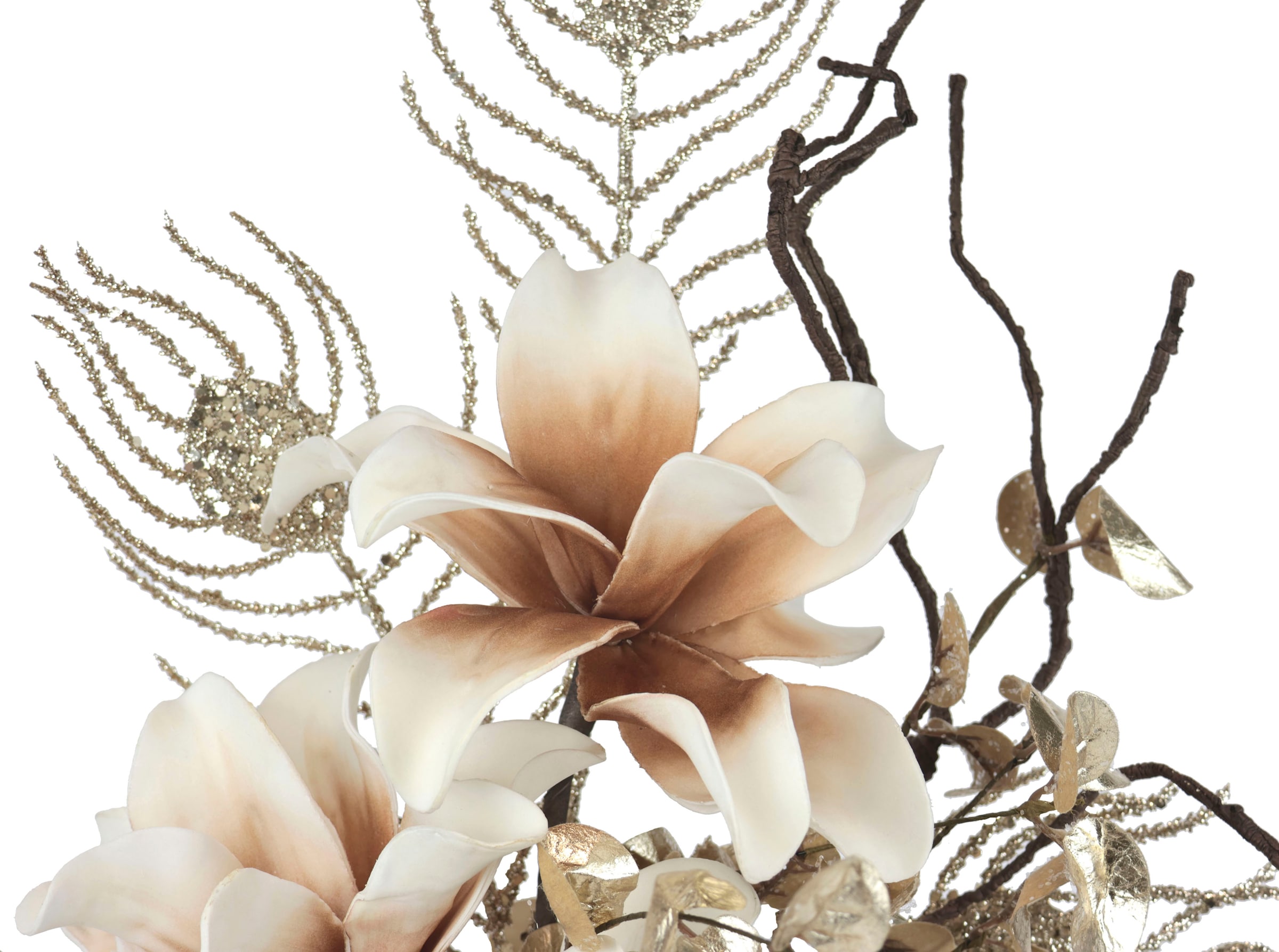 I.GE.A. online festliche Vase, in Kunstpflanze Weihnachtsgesteck Weihnachtdeko,«, Blumenensemble, kaufen »Gesteck, Winterliche Soft-Magnolie Kunstblumen-Arrangement,