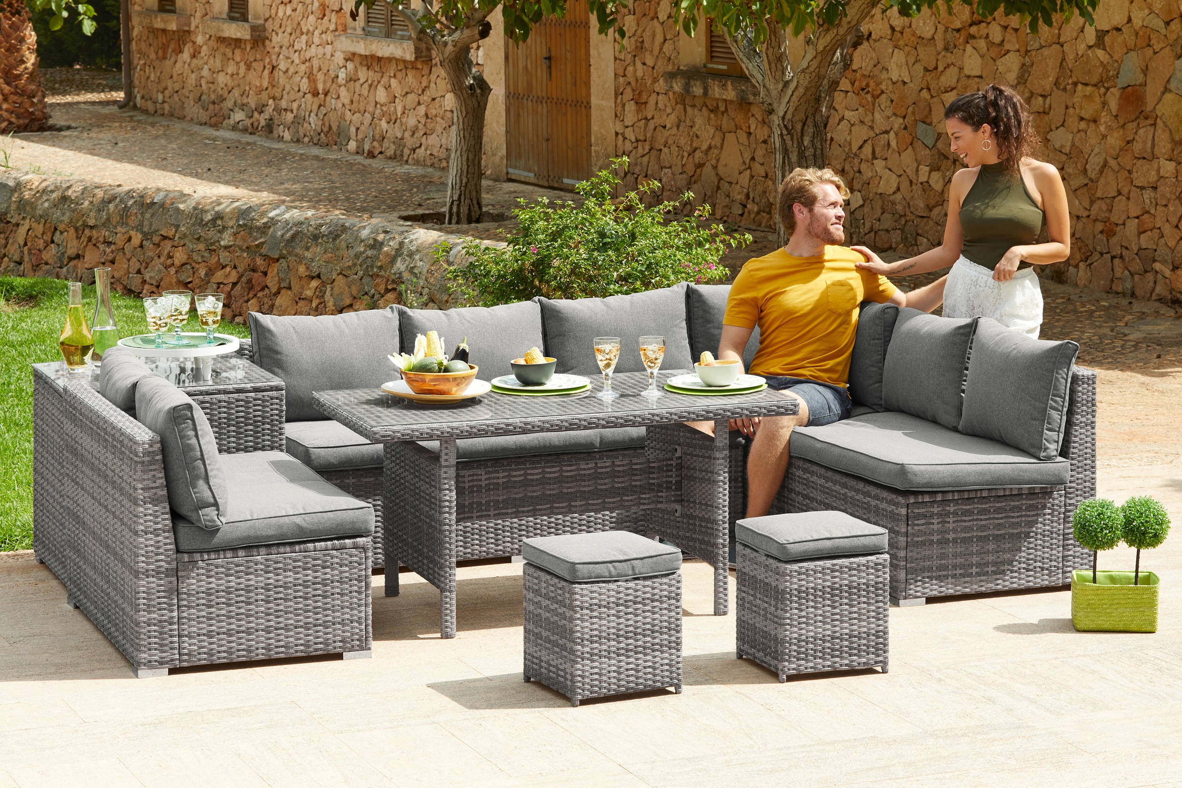KONIFERA Gartenlounge-Set »Kalamos« Set, 3er-Sofa, 2x 2er Sofa, Ecksofa, 2x günstig online kaufen