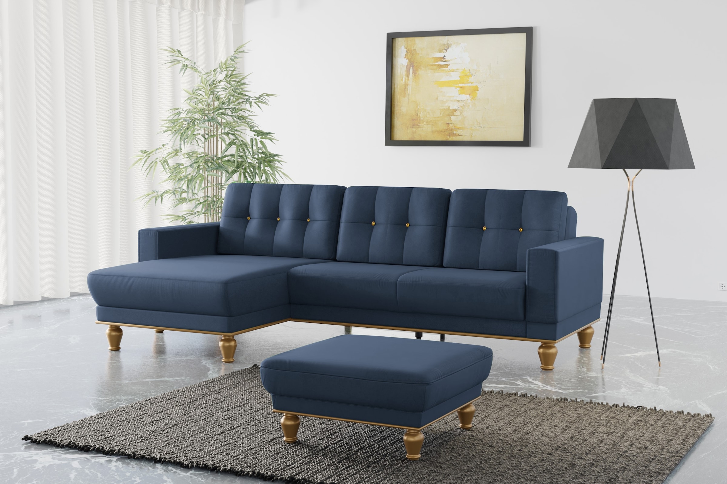 sit&more Ecksofa "Orient 5 V L-Form", mit Strass-Stein, wahlweise mit Bettf günstig online kaufen