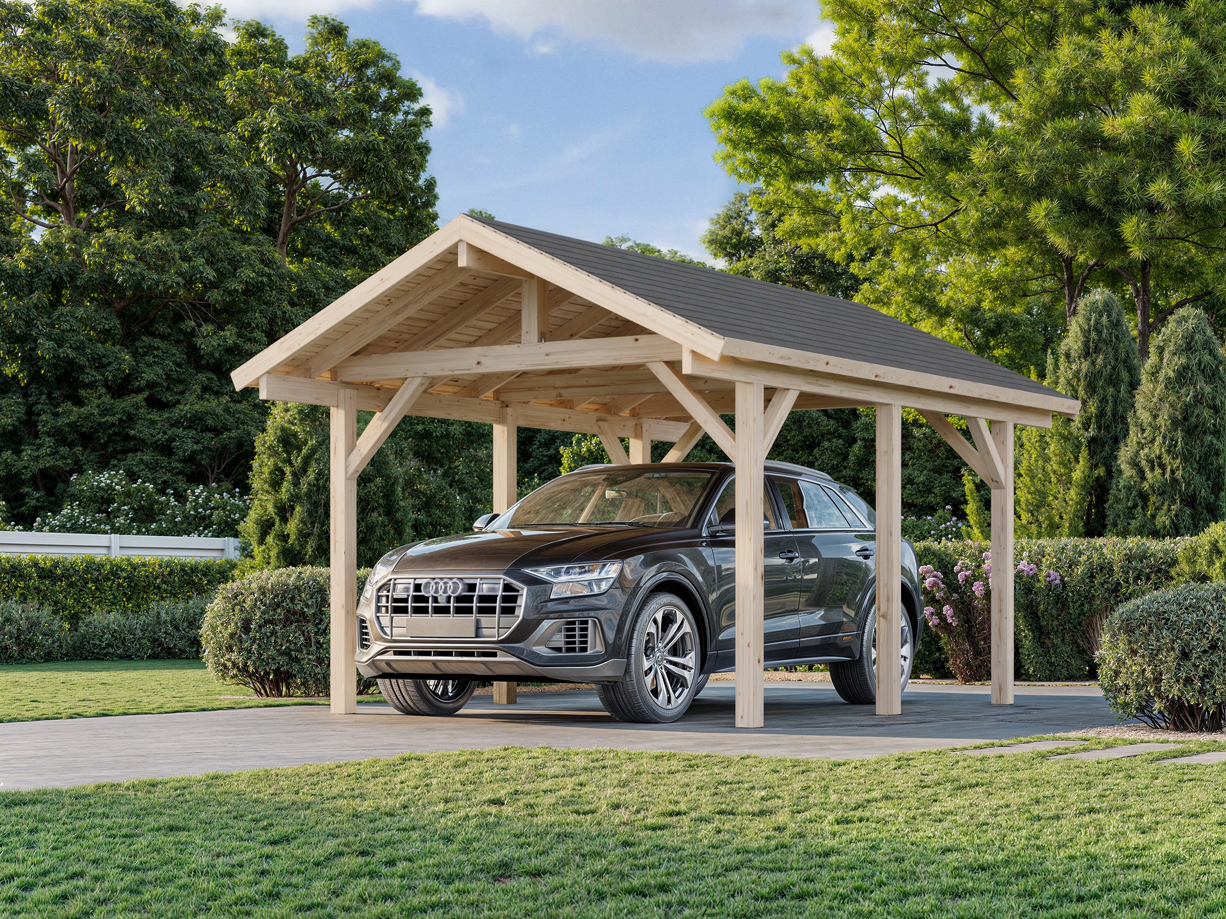 Palmako Einzelcarport »Robert« Massivholz 291 cm dunkelgrau/dunkelgrau