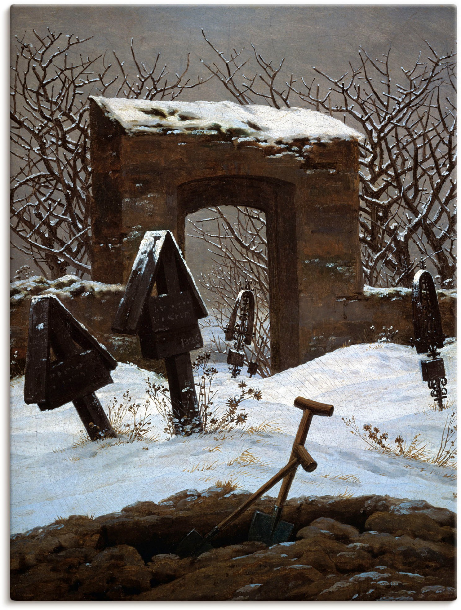 Artland Wandbild »Friedhof im Schnee«, Architektonische Elemente, (1 St.), als Alubild, Leinwandbild, Wandaufkleber oder Poster in versch. Größen