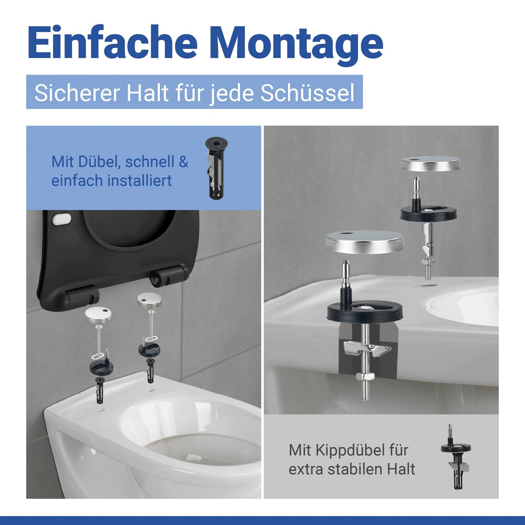 WENKO WC-Sitz »Sedilo matt Schwarz« 1 Stk. tlg. aus Duroplast, mit Absenkautomatik