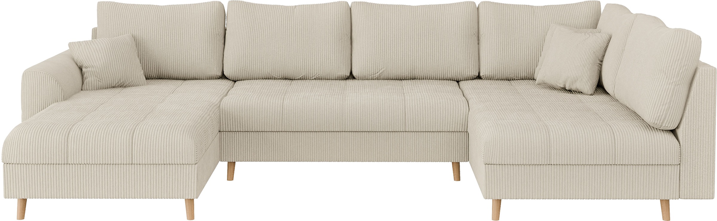 Home affaire Wohnlandschaft »CHARRE U-Form mit Ottomane, Maße B/T/H: 310/161/81 cm«, feine Steppung, lose Rücken- und Zierkissen, auch in Cord und Bouclé