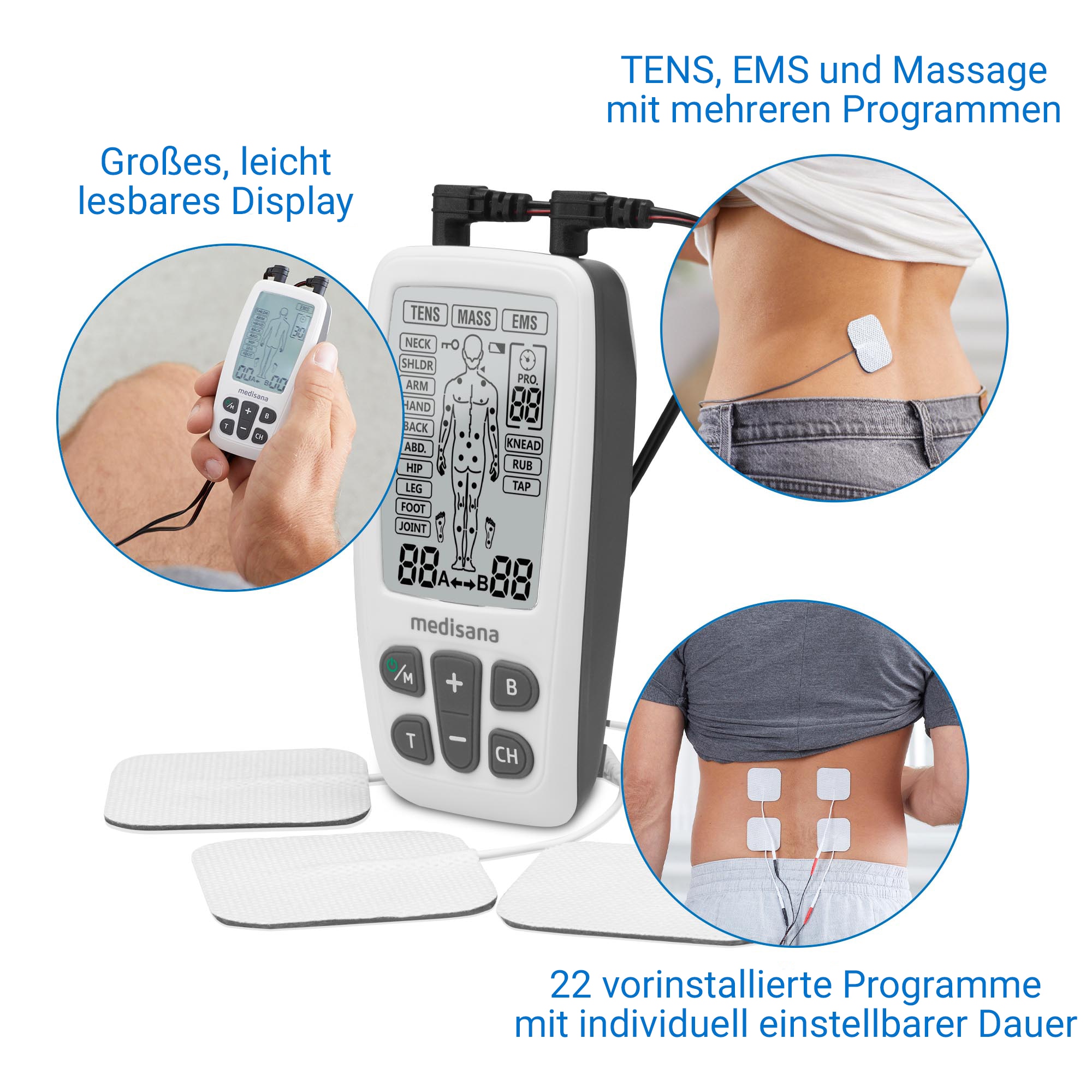 Medisana TENS-EMS-Gerät »TT 200«, TENS, EMS und Massage mit mehreren
Programmen