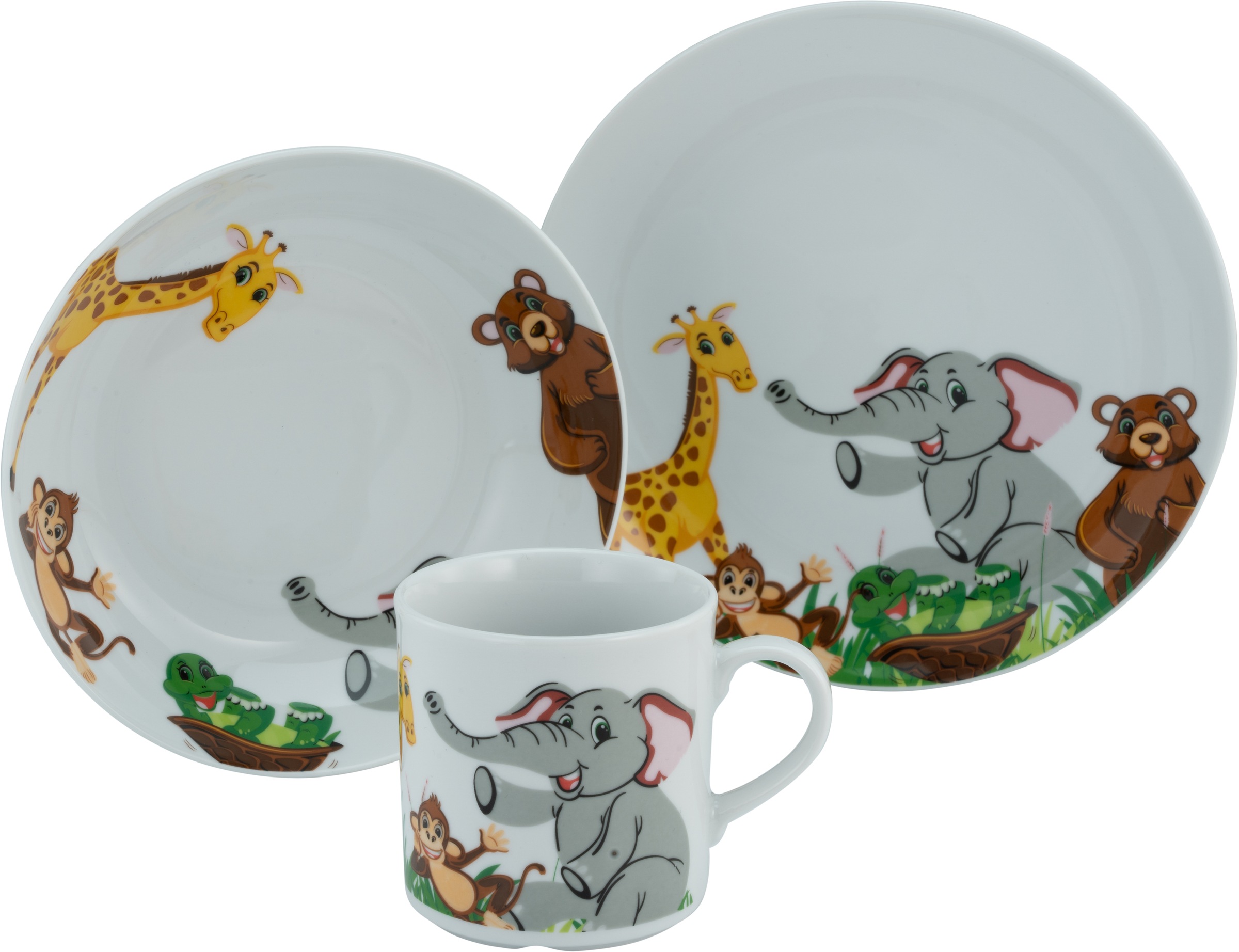CreaTable Kindergeschirr-Set »Zoo«, (Set, 3 tlg., 1 Kinderteller, 1 Kinderb günstig online kaufen