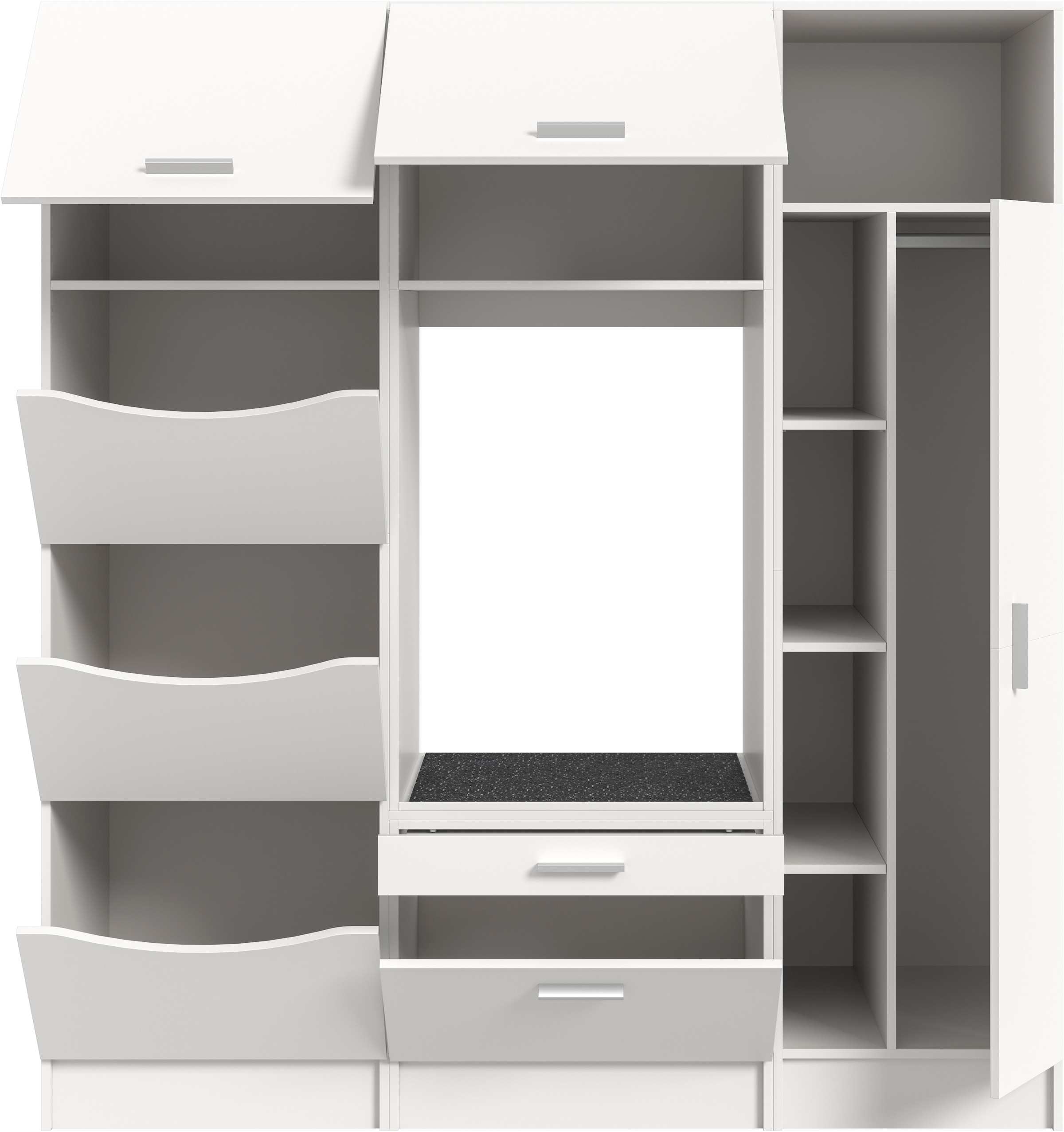 welltime Badmöbel-Set »FALAS, TOPSELLER!, 3-teilig, Hauswirtschaftsraum Set, Breite 176 cm«, (Set, 3 St., 1x Wäscheschrank, 1x Waschmaschinenumbauschrank, 1x Mehrzweckschrank), Kombination, Waschmaschinenumbau, Waschmaschinenschrank, Wäschekammer