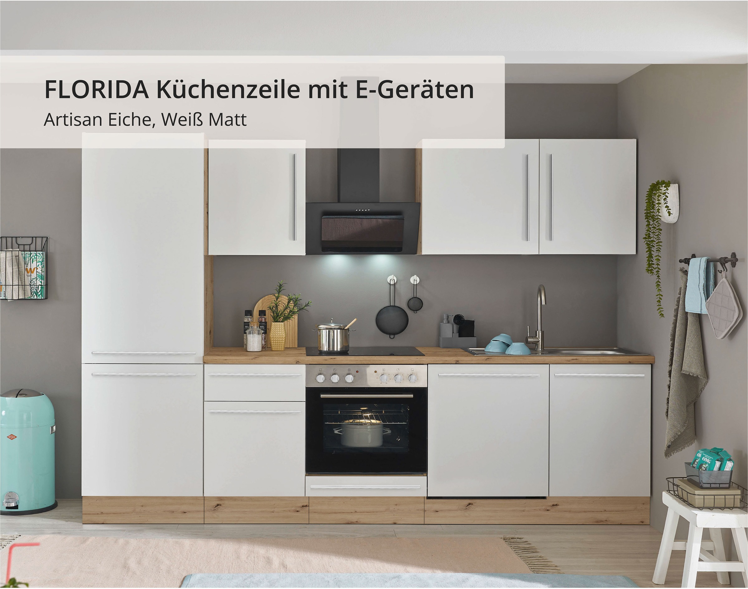 KOCHSTATION Küchenzeile »KS-Florida mit 38mm starker Arbeitsplatte« Breite günstig online kaufen