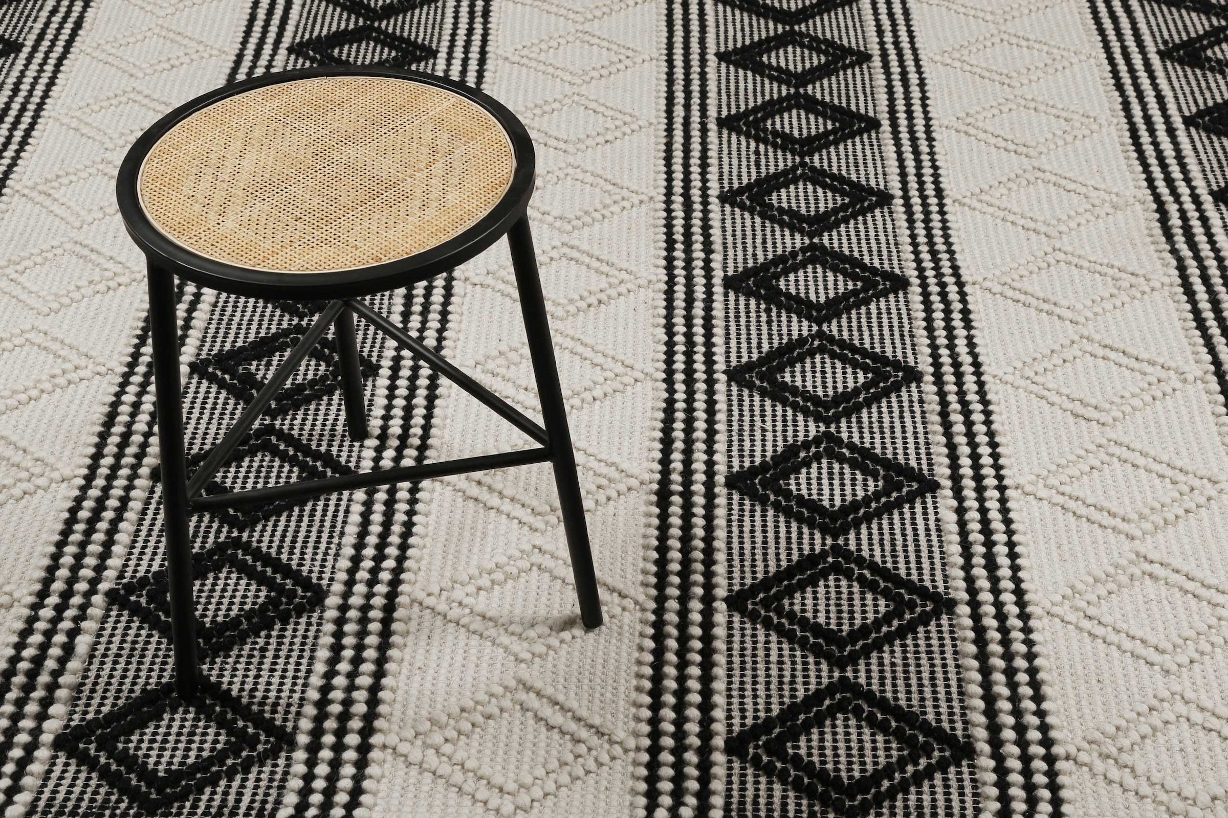 Esprit Teppich »Cara« rechteckig 8 mm Höhe Wollteppich, Raute, kurzflor, handgewebt, Skandi, geometrisch, natur