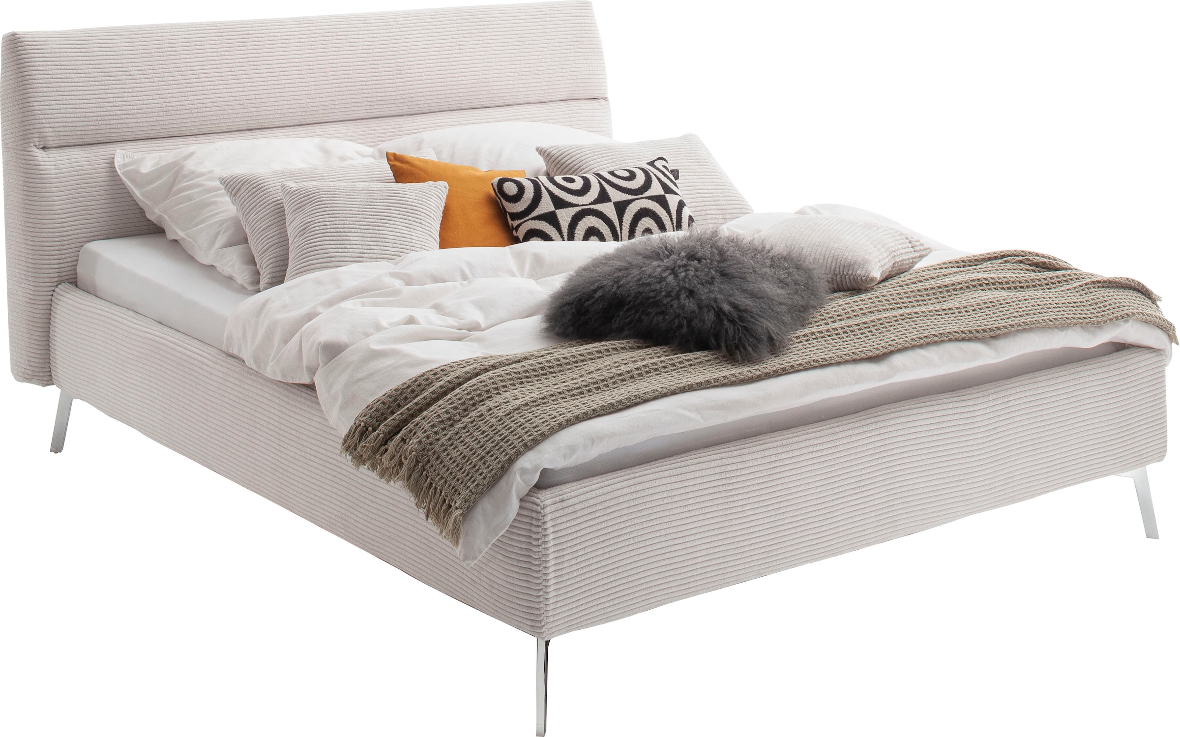 Home affaire Polsterbett »Elvo, weichgepolstertes Kopfteil, wahweise Überlänge, 140-200 cm breit« inkl. 7-fache Einlegetiefenverstellung & saugroboterfreundliche Höhe