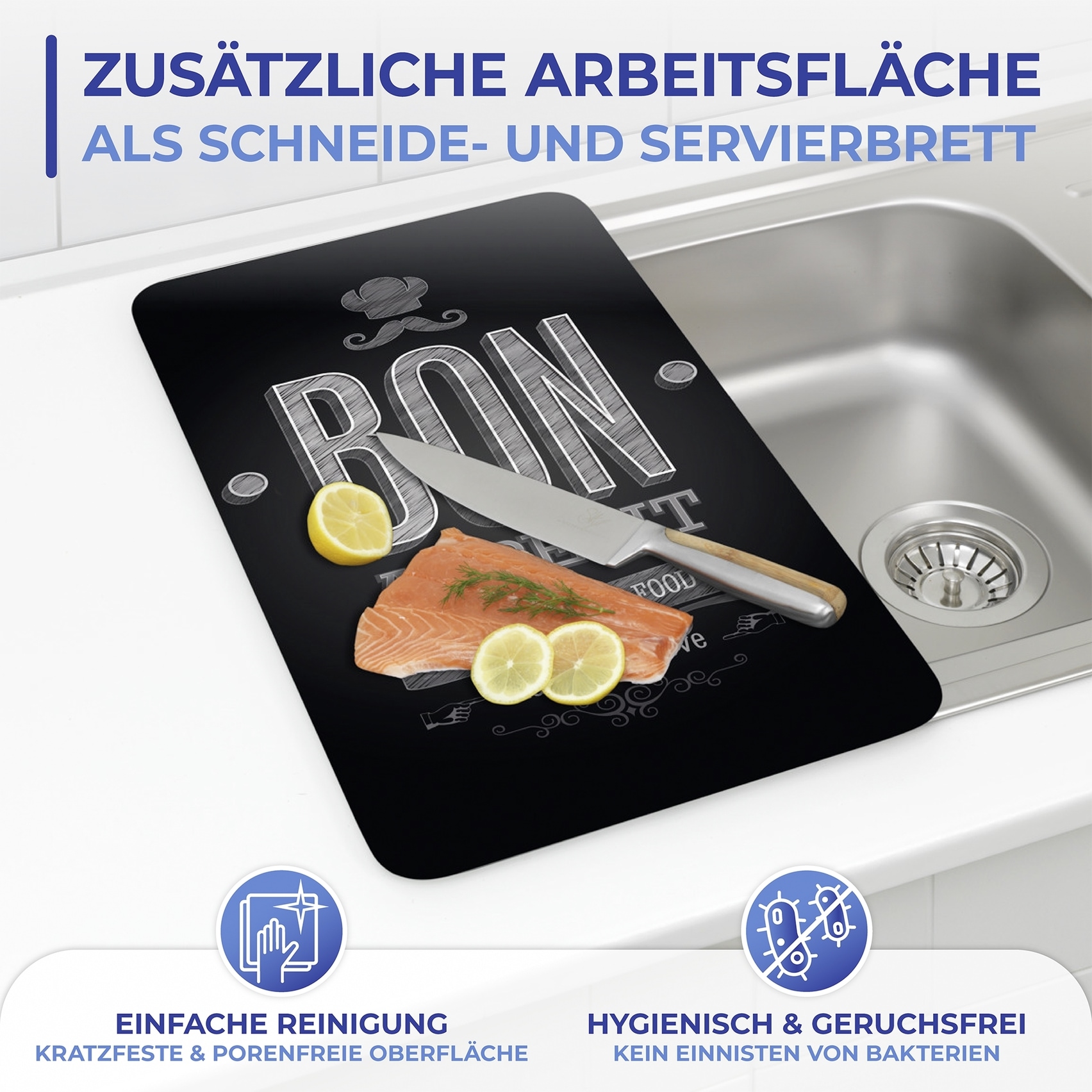 Maximex Herd-Abdeckplatte »Universal Modell Bon Appetit«, (Set, 2 tlg.), Herdabdeckung für alle Herdarten, kratzfest, mit rutschfesten Füßen
