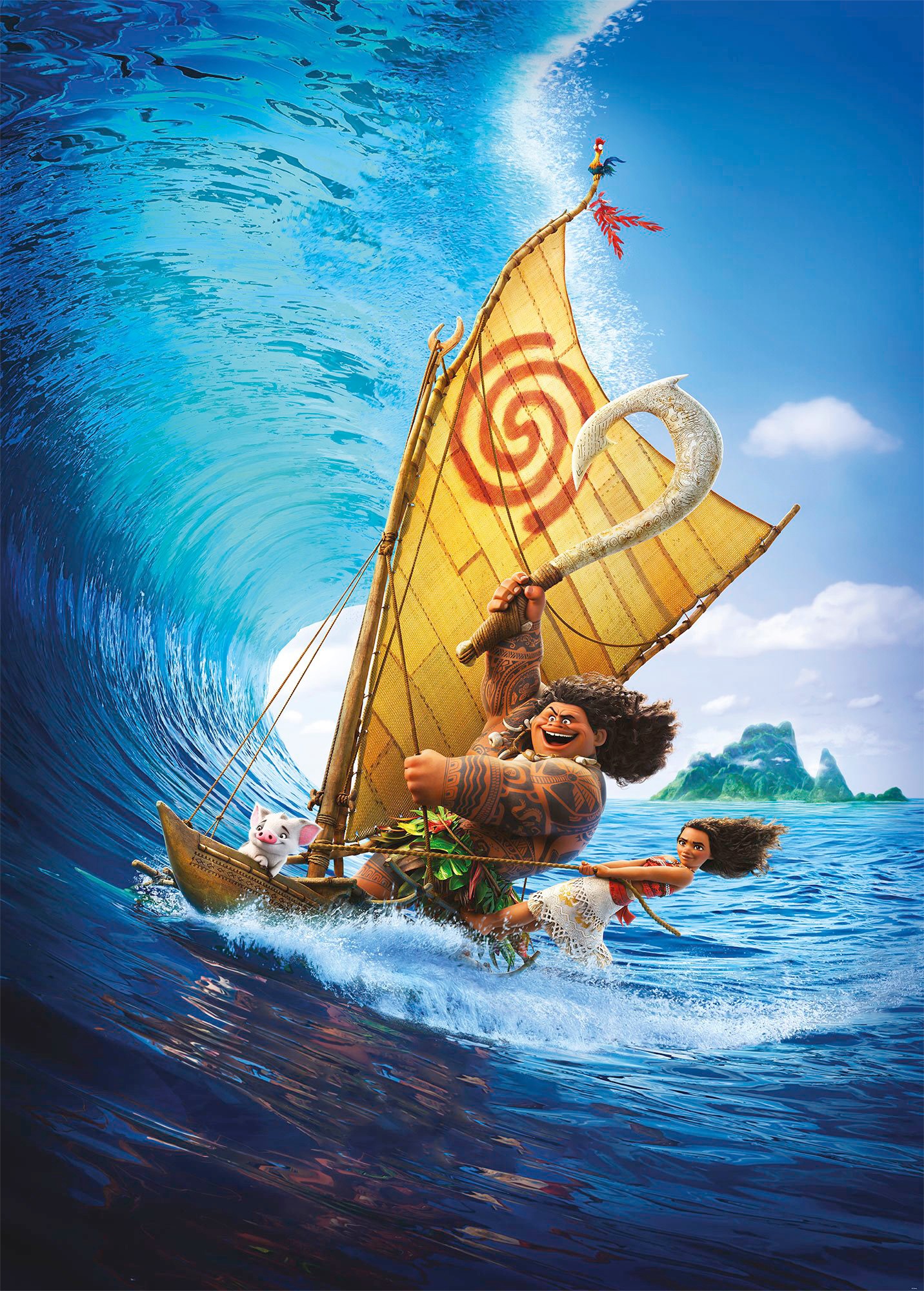 Komar Vliestapete »Digitaldruck Vlies - Moana Ride the Wave - Größe 200 x 2 günstig online kaufen