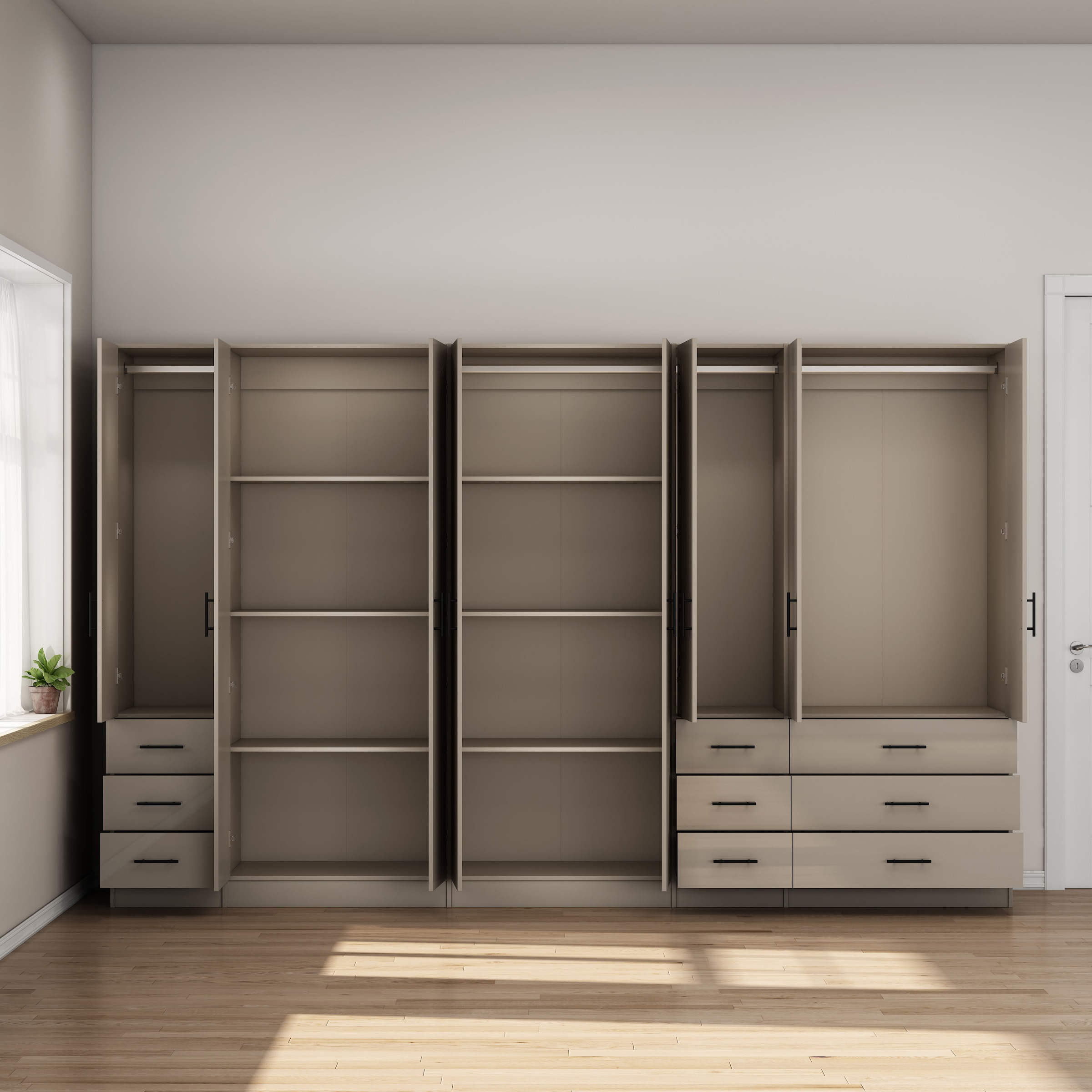 OTTO home Kleiderschrank »Trento Schlafzimmerschrank Garderobe hochglanz« Schrank mit 8 Türen und 9 Schubladen, hochglänzende Fronten