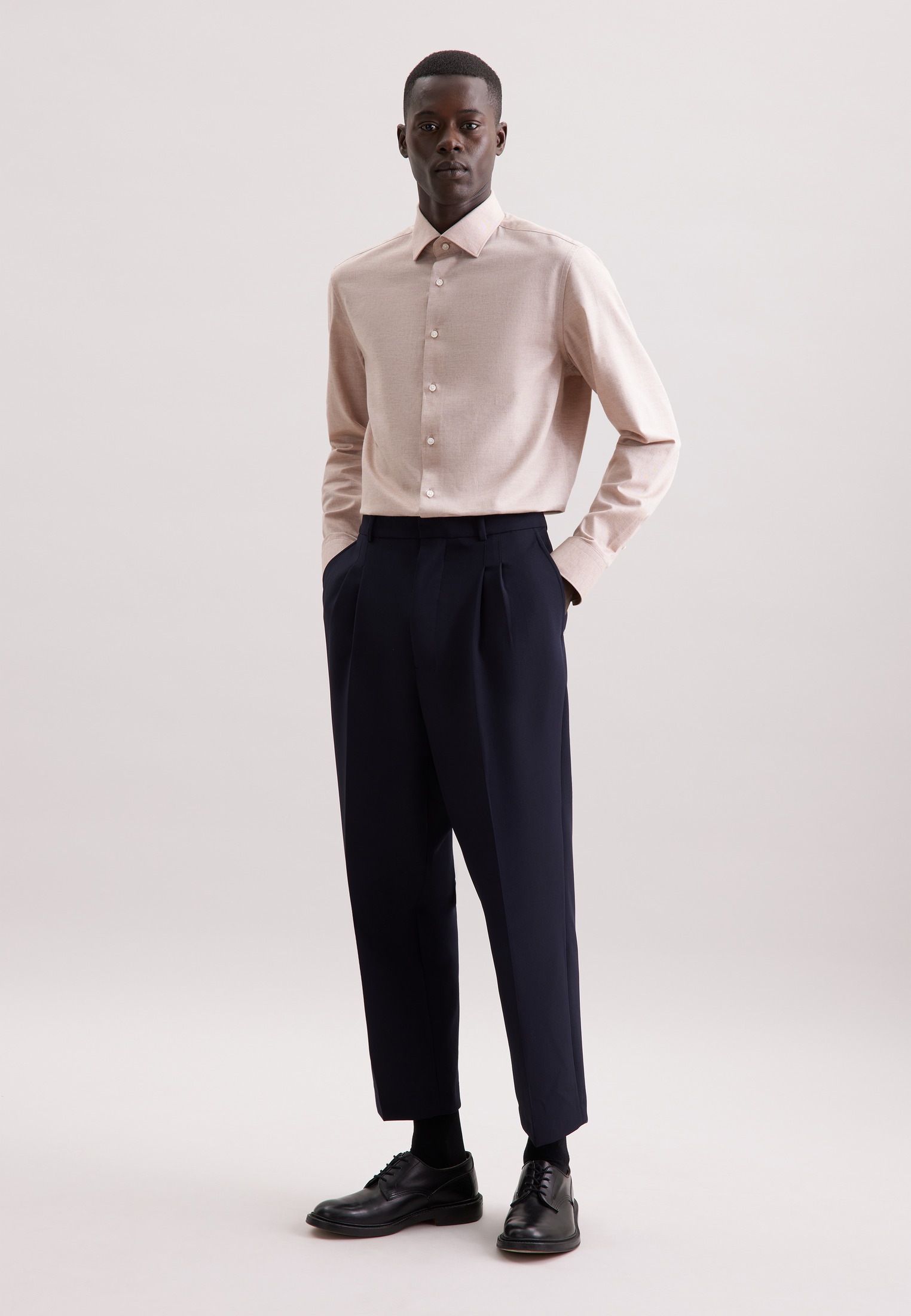 seidensticker Flanellhemd »Schwarze Rose« Slim 1/1 Kentkragen Uni