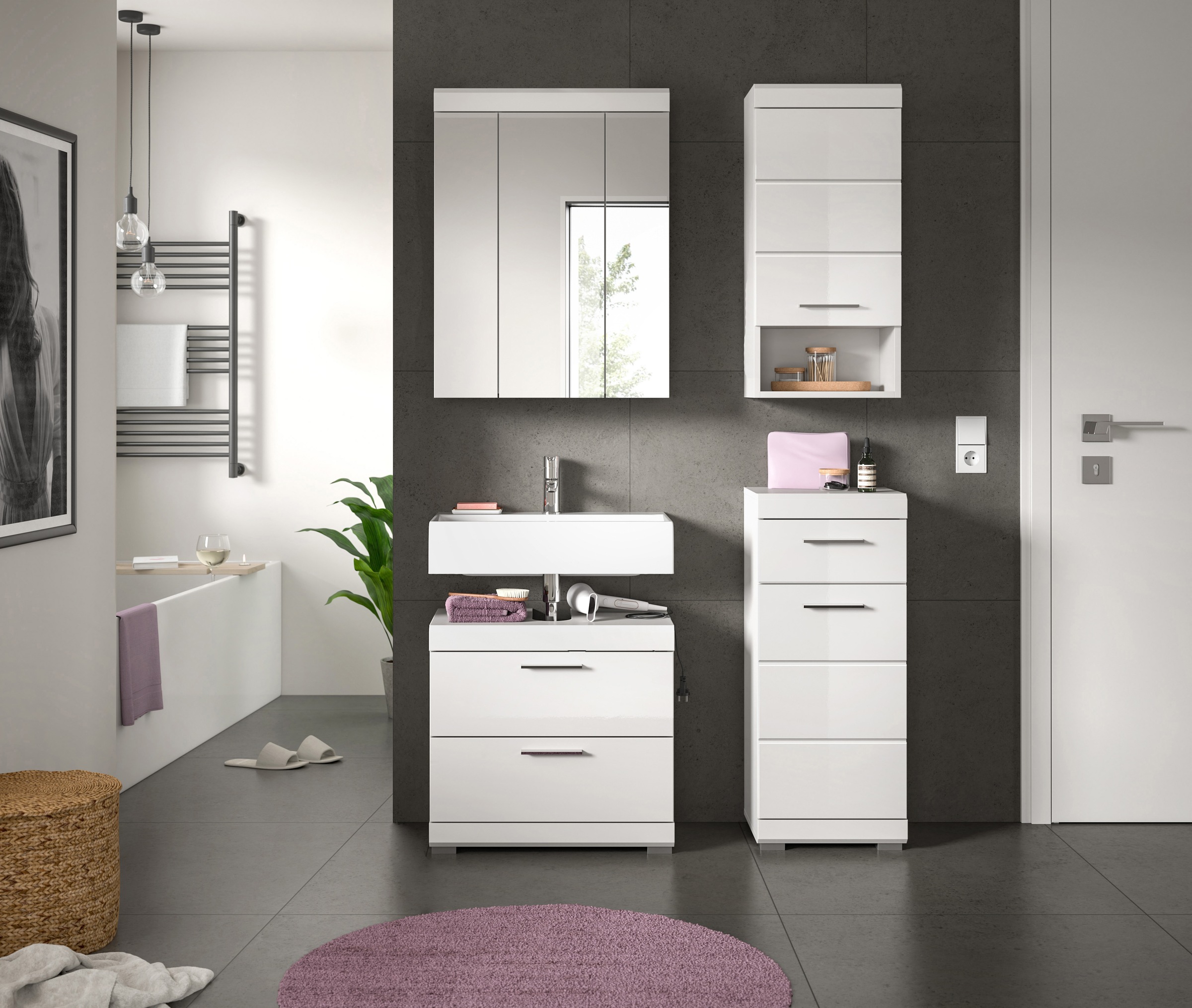 INOSIGN Badmöbel-Set »Siena, 4 teilig, bestehend aus:«, (Set), Waschbeckenu günstig online kaufen