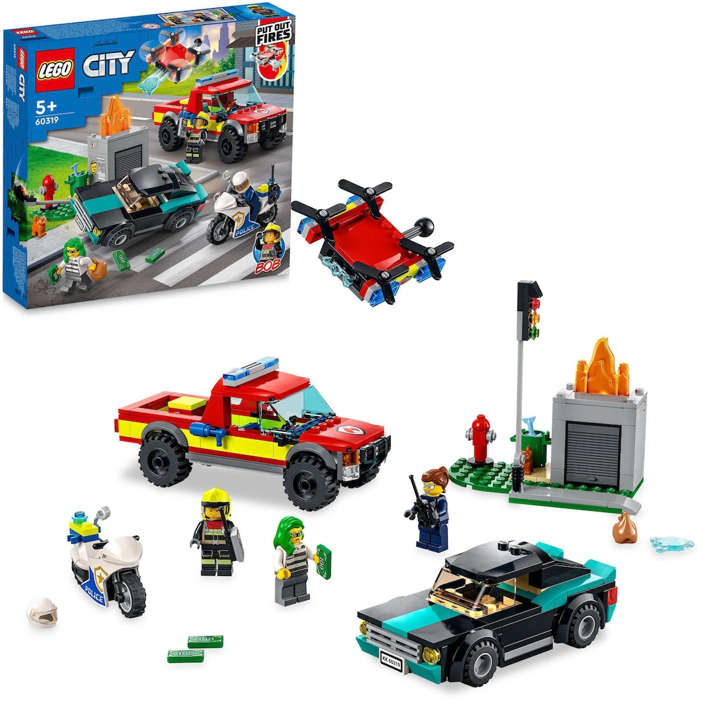 LEGO® Konstruktionsspielsteine »Löscheinsatz und Verfolgungsjagd (60319), LEGO® City«, (295 St.)