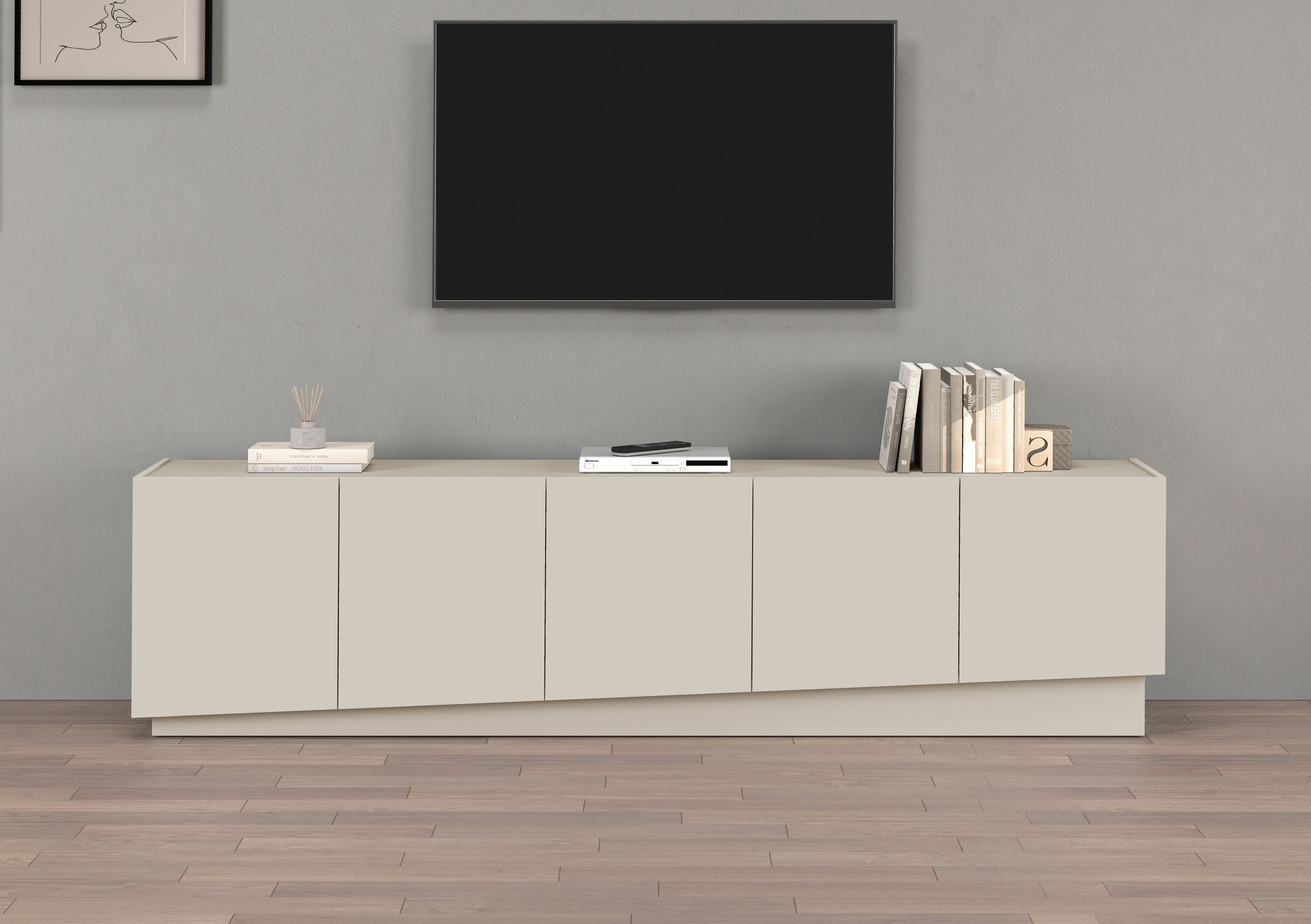 INOSIGN Lowboard »VELA, Höhe 60 cm, Breite 225 cm,Design mit schrägen Türen günstig online kaufen