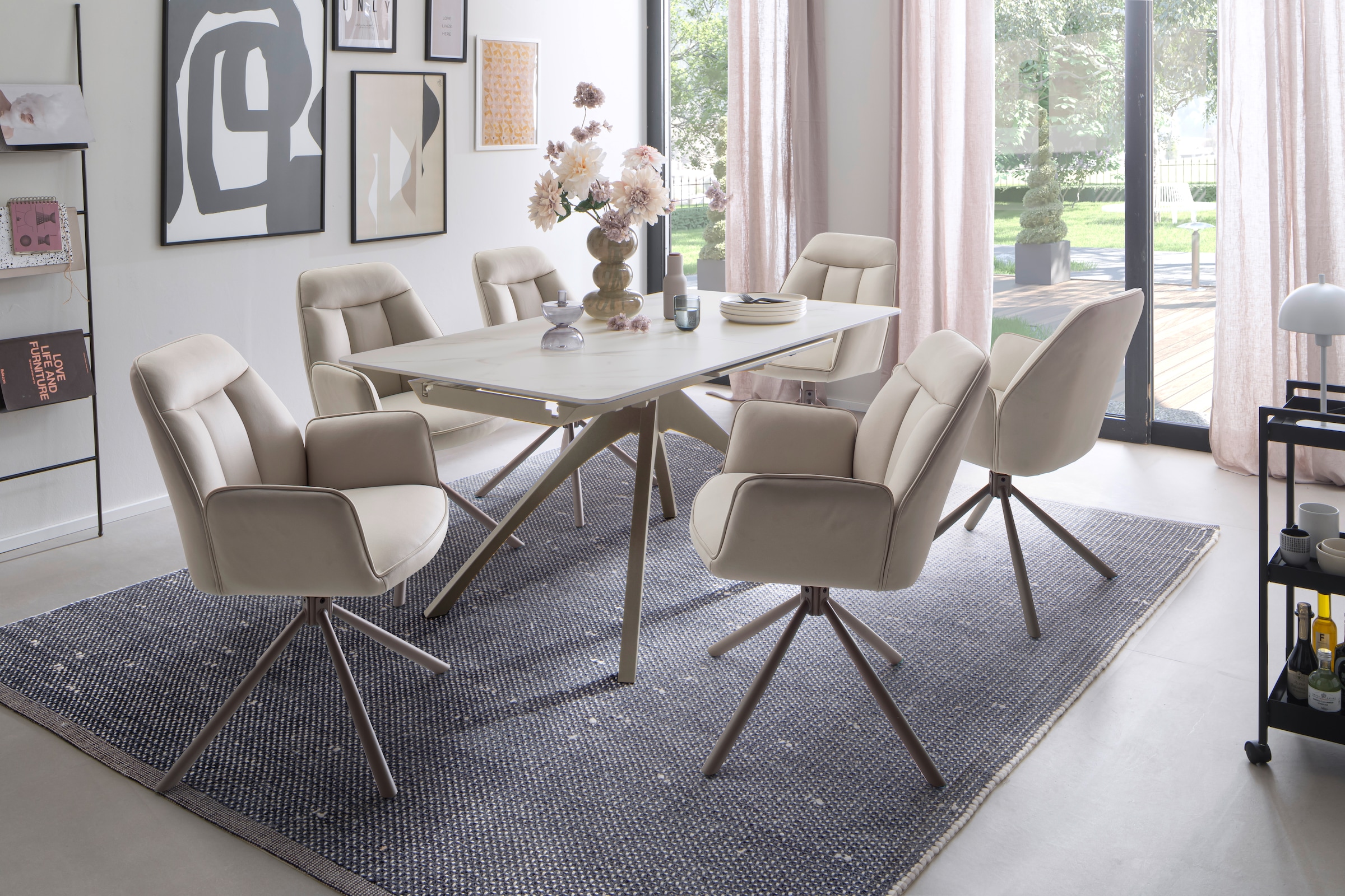 MCA furniture Esstisch »CERRITO Auszugtisch 160-220 cm - marmoriert«, (1 St.), Keramik,Metall,Synchronauszug,ausziehbar,8-10 Personen
