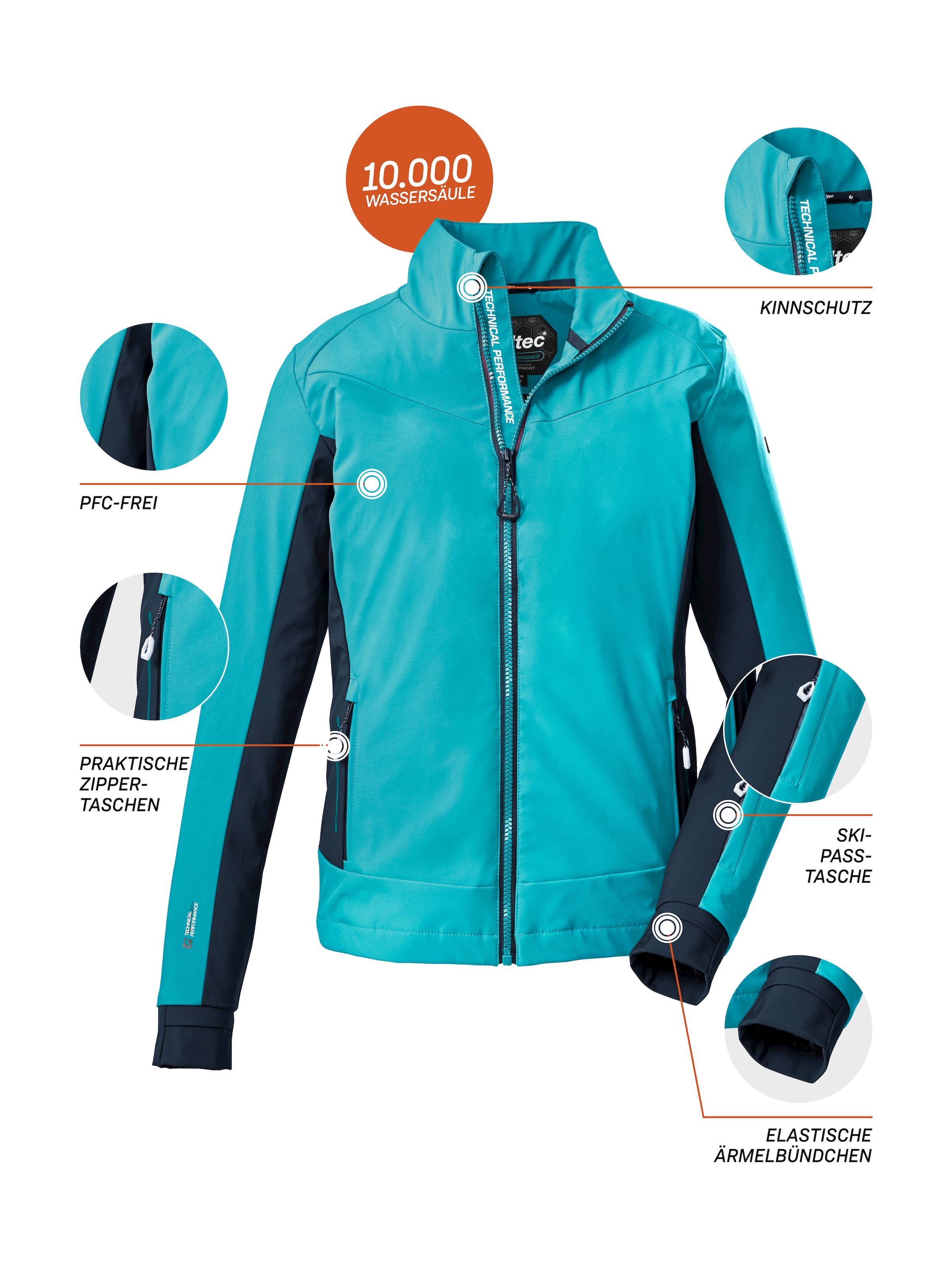 Killtec Softshelljacke »KOW 102 WMN SFTSHLL JCKT«, Schmale Softshelljacke, wasser- und windabweisend, atmungsaktiv