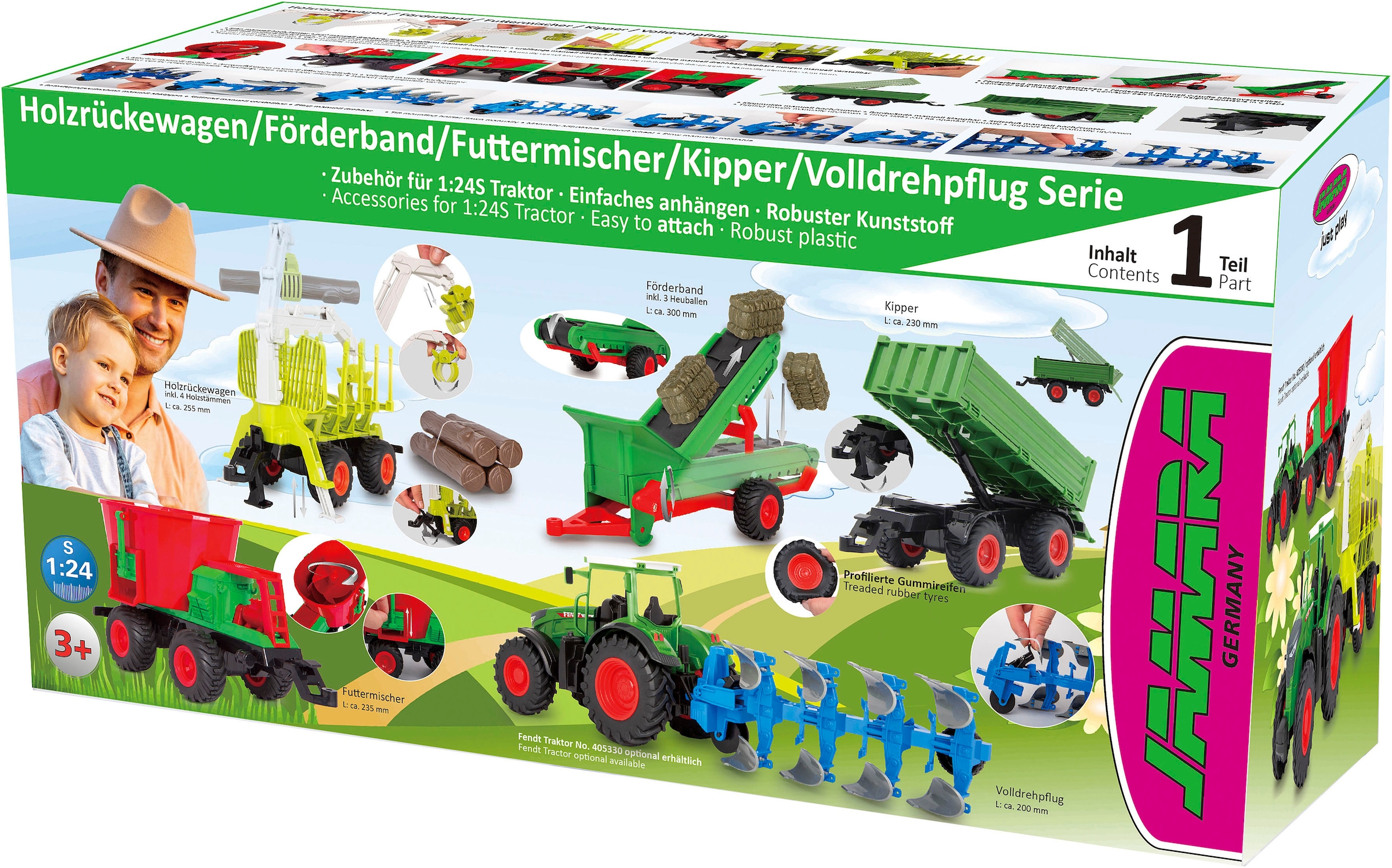 Jamara Spielzeug-Forstmaschine »Holzrückewagen mit Kranarm 1:24S«