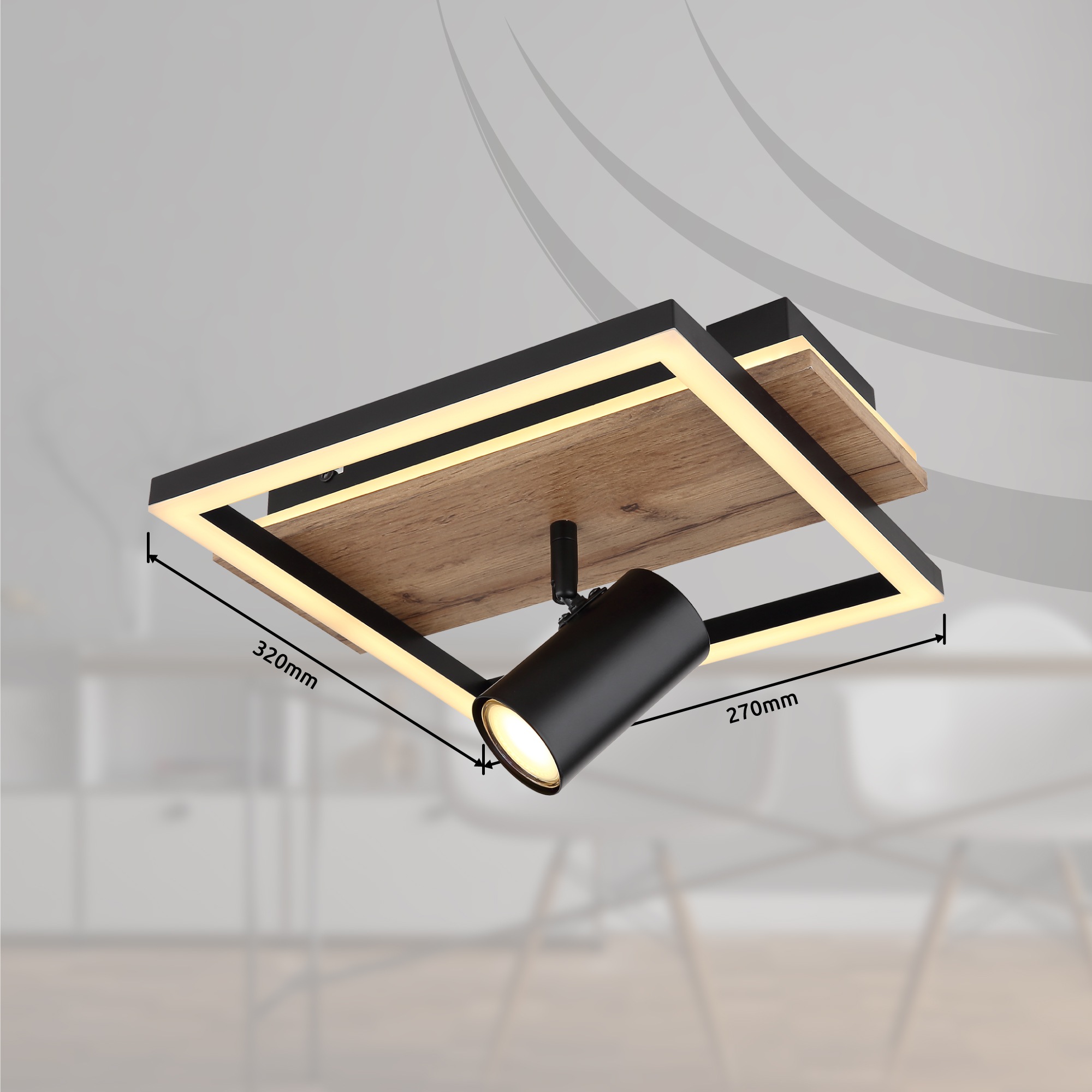 GLOBO LIGHTING LED Deckenleuchte »KASSU« LED-Modul Warmweiß Deckenlampe/Wohnzimmer/Schlafzimmer/modern/Holz