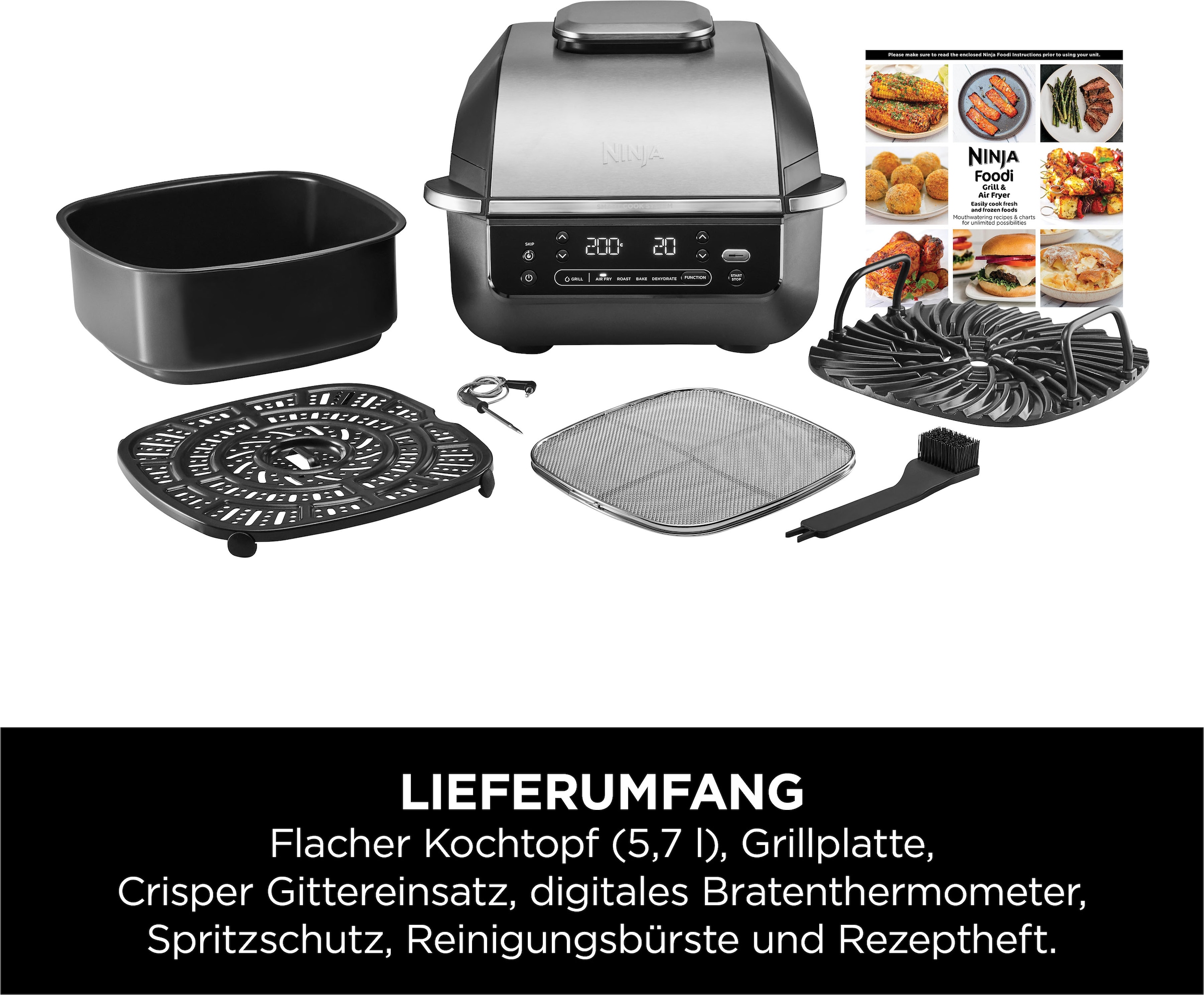 NINJA Tischgrill »EG351EU«, 1760 W, 5-in-1 Grill und Heißluftfritteuse