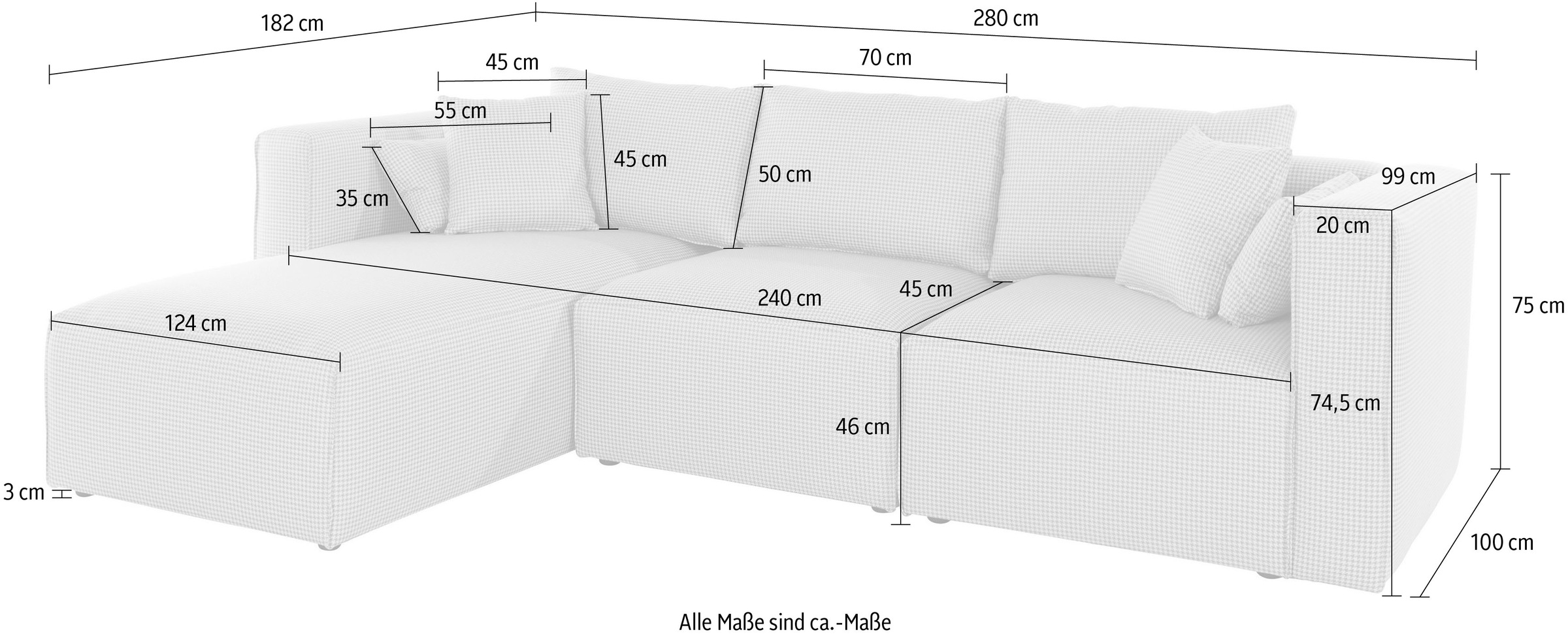 Home affaire Ecksofa »Comfine L-Form«, zusammengesetzt aus Modulen, 3 Bezugsqualitäten und viele Farben