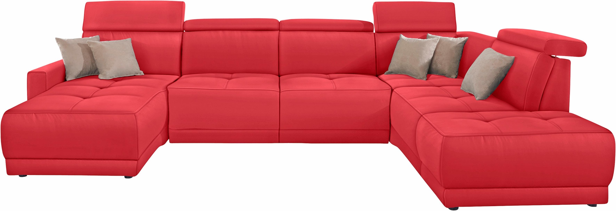 DOMO collection Wohnlandschaft »Ava moderne Sitzheftung mit toller Doppelnaht, komfortabel, U-Form«, mit Federkern, wahlweise mit Kopfteilverstellungen