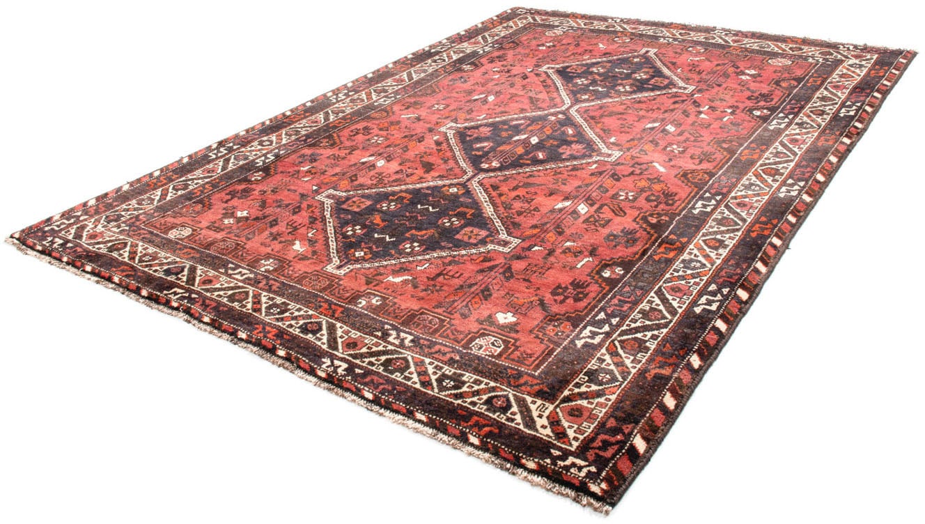 Wollteppich „Shiraz Medaillon Rosso scuro 307 x 210 cm“, rechteckig, Unikat mit Zertifikat Dunkelrot 10 mm B/L: 210 cm x 307 cm – 10 mm