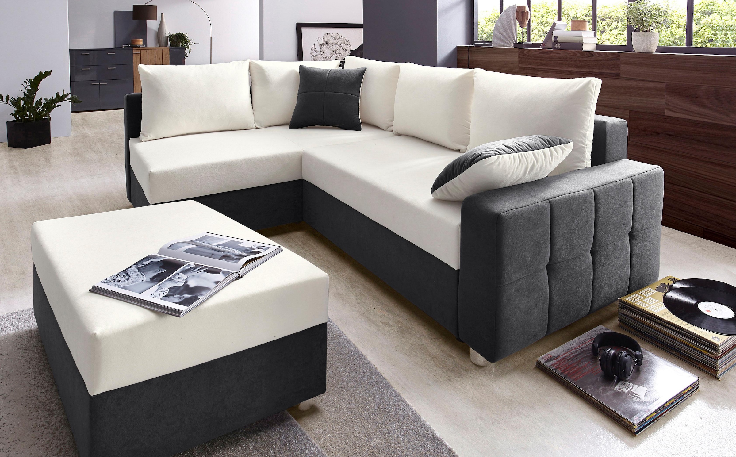 COLLECTION AB Ecksofa »Parma L-Form« mit Bettfunktion und Federkern günstig online kaufen