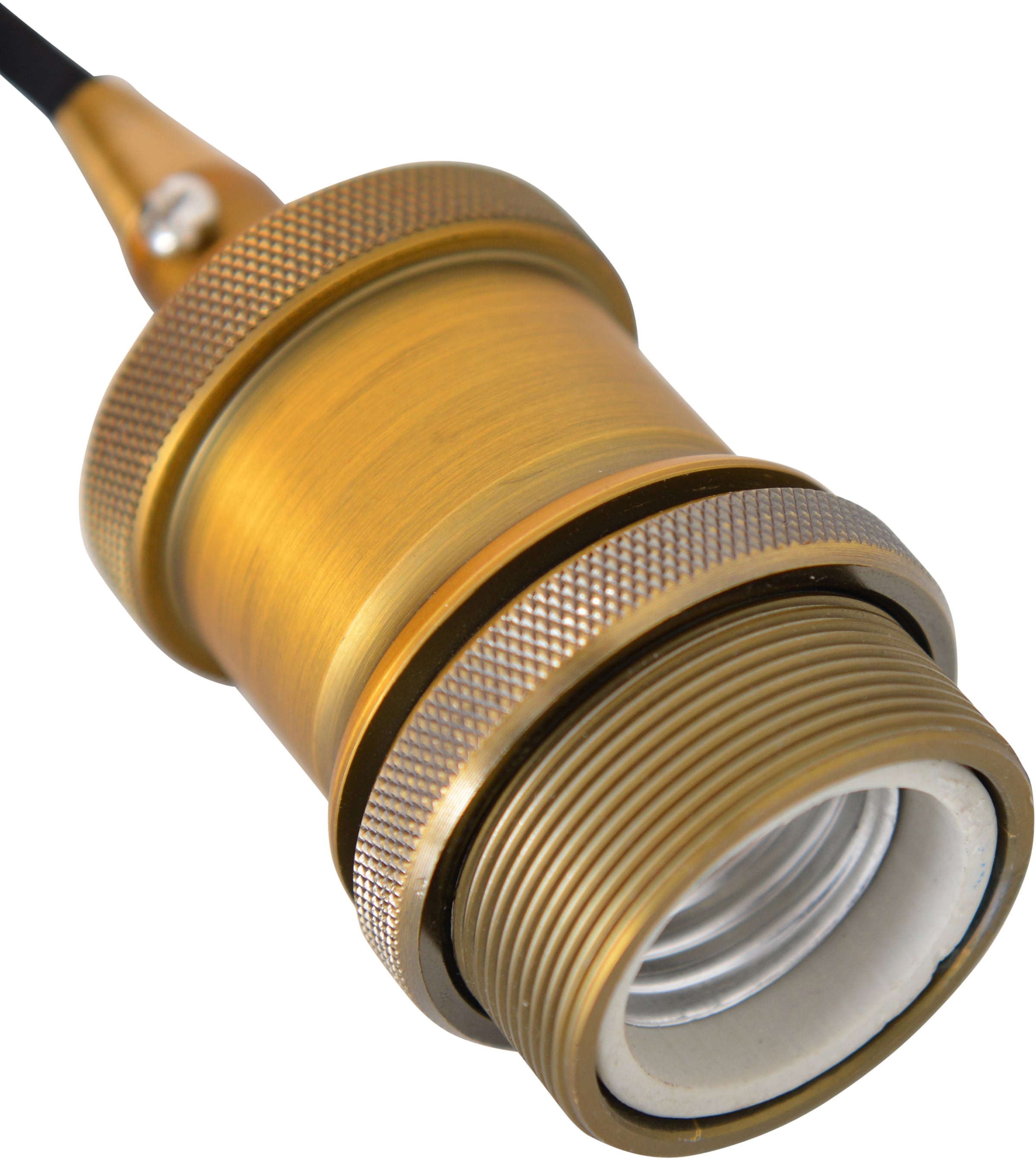 näve LED Pendelleuchte »Regia«, 1 flammig, Leuchtmittel E27 | LED wechselbar, E27 max. 40W, Metall/Textil, Farbe: messing, d: 10cm, h: 154,6cm