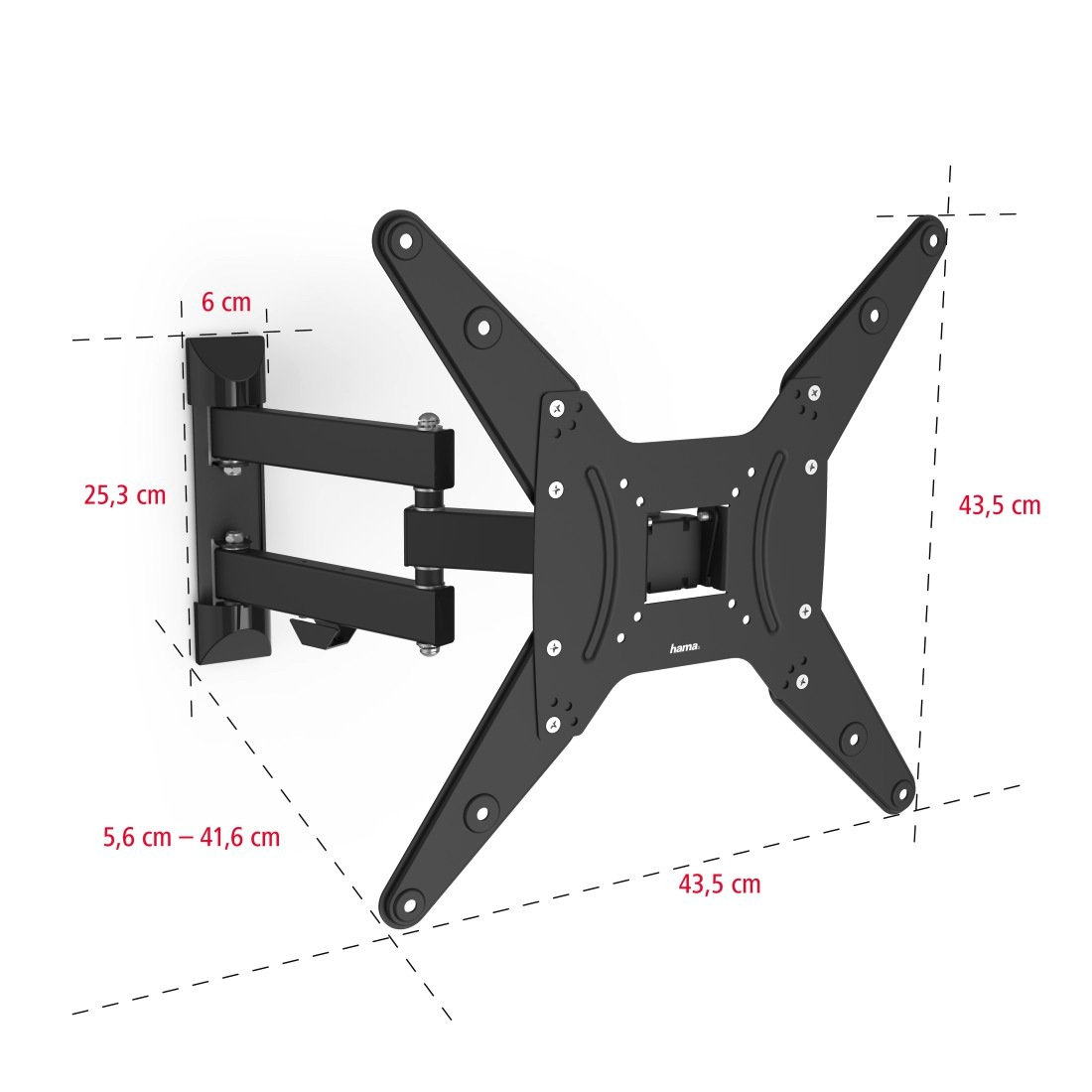 Hama TV-Wandhalterung »schwenkbar, vollbeweglich, 81 - 165 cm (32"- 65"), 43",50",55"«, bis 165 cm Zoll