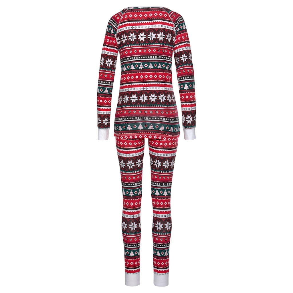 LASCANA Pyjama, (2 tlg.), mit weihnachtlichem Muster