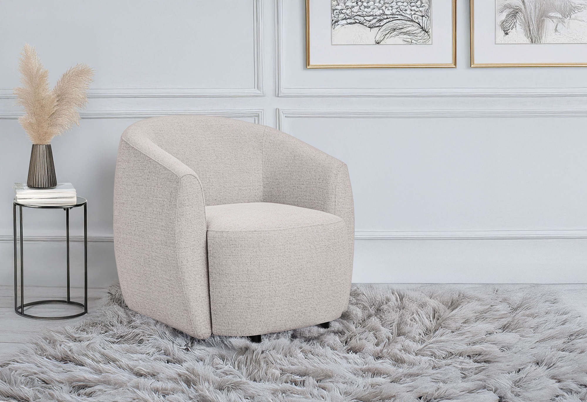 andas Sessel »Vallsta«, Breite 85 cm, Chenille oder Boucle Stoff, Drehfunktion verfügbar