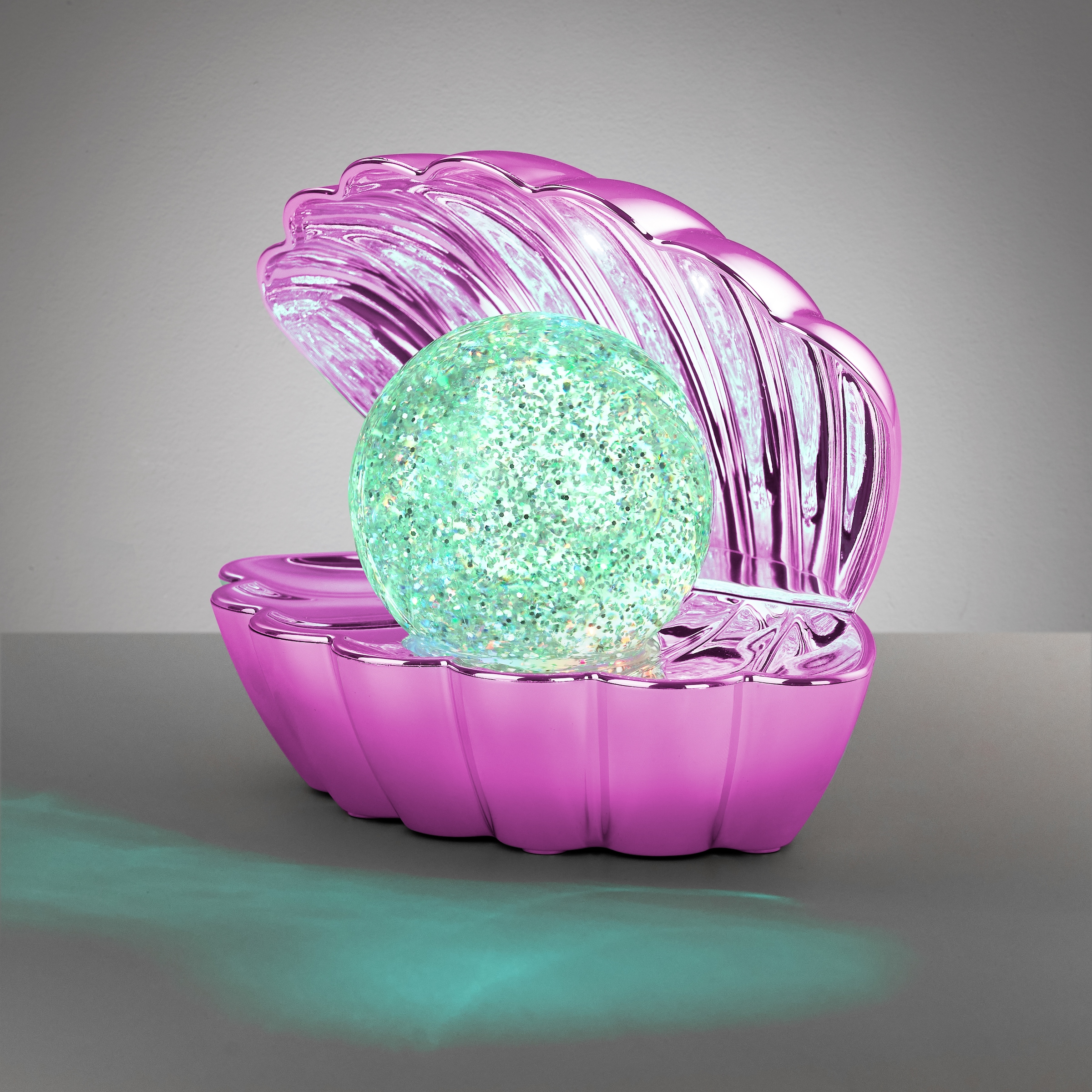 REALITY Leuchten LED Tischleuchte »SHELLY, Deko Tischlampe in Muschelform mit RGB Farbwechsel, 0,8W 15Lm« LED-Board 1 Stk. RGB Muschel Tischlampe mit Glitzerkugel und Farbwechsel inkl USB-Ladekabel