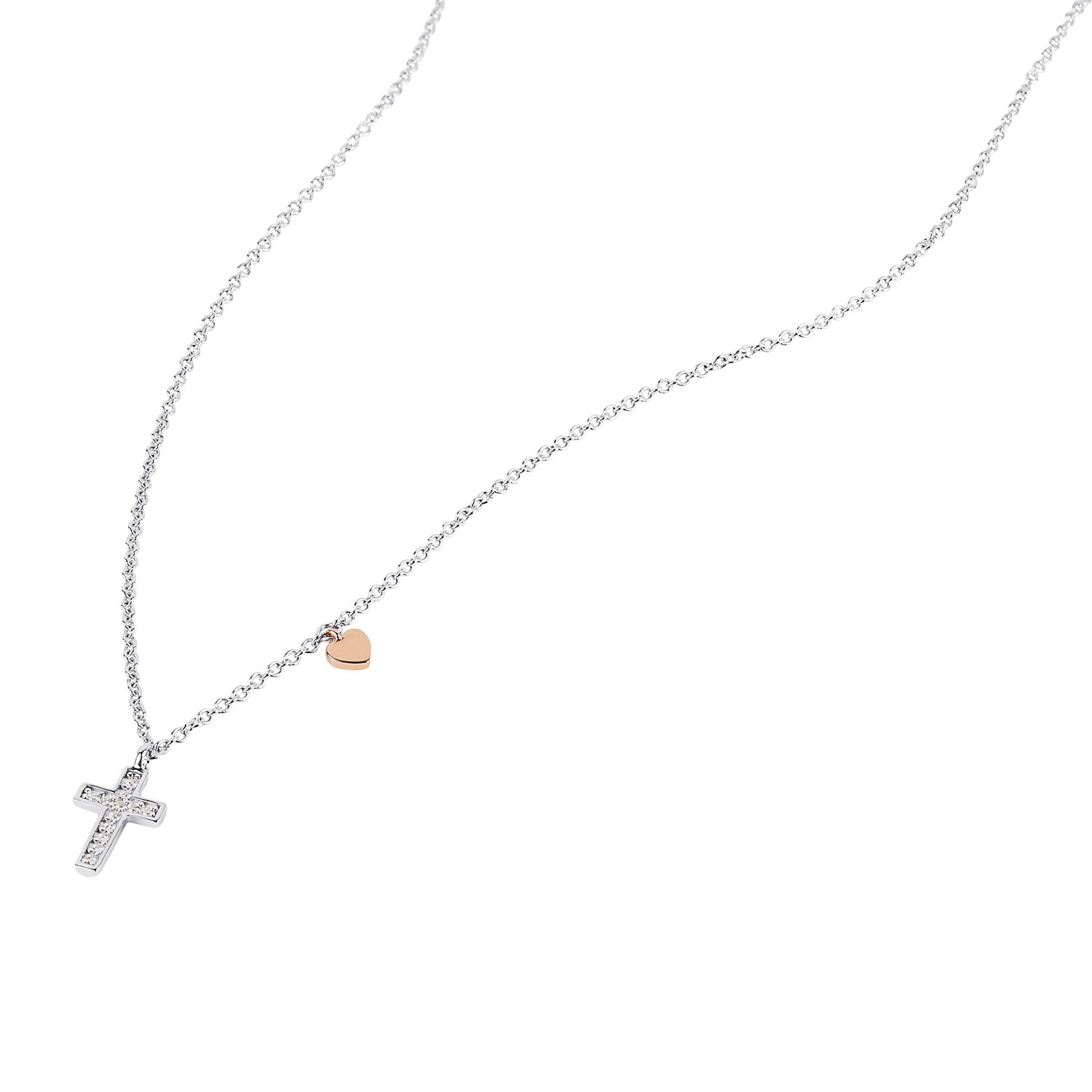 TOM TAILOR Kette mit Anhänger »Herz-Motiv, Kreuz-Motiv« mit Zirkonia (synth.)
