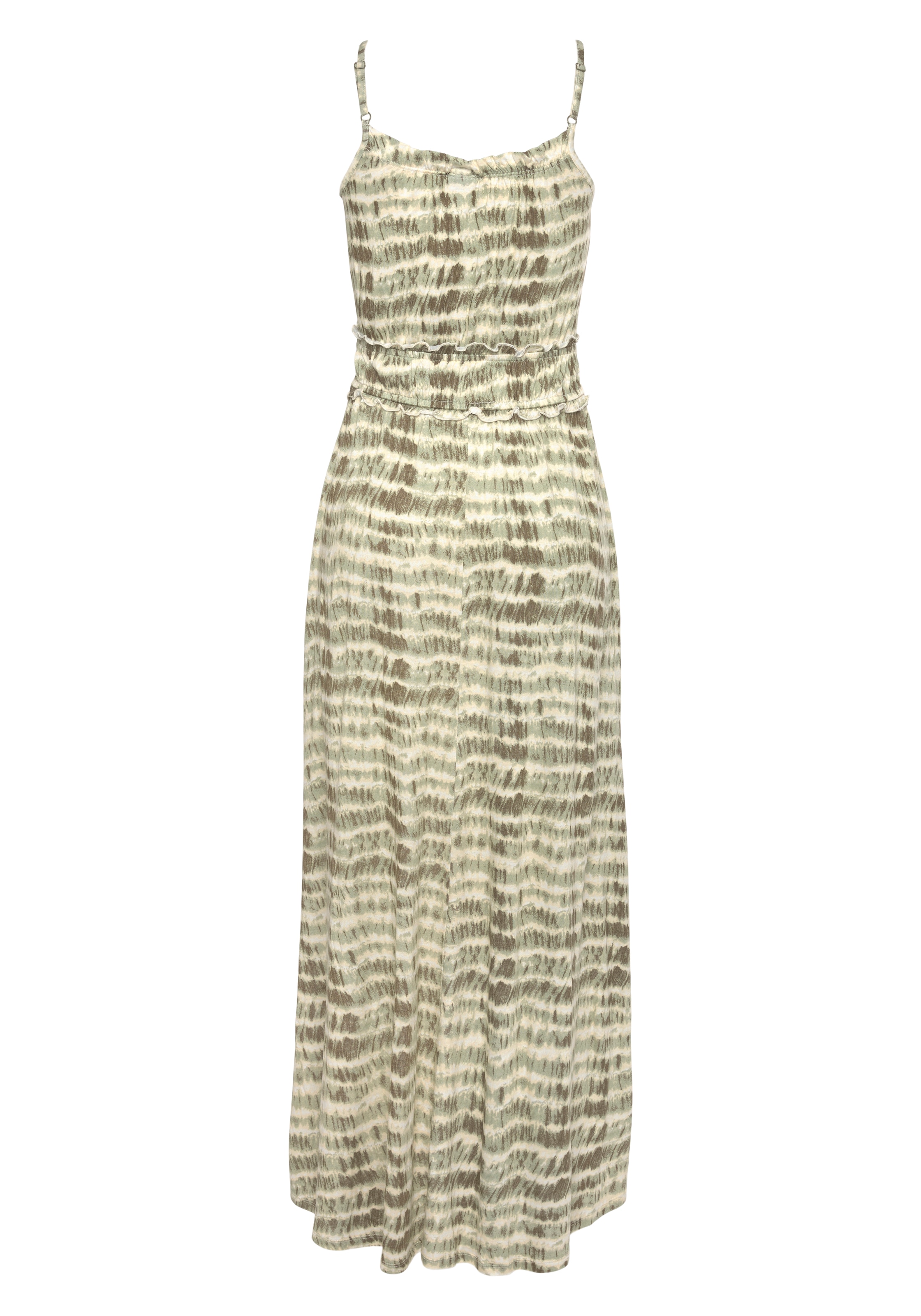 LASCANA Maxikleid, mit Rüschendetails und Gummi in der Taille, Sommerkleid, Strandkleid