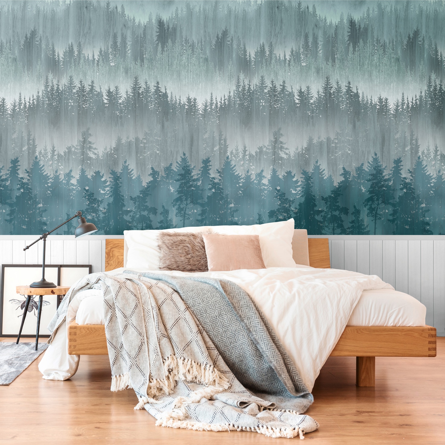 living walls Fototapete »Wallpanel Tapete Wandpaneele Motivtapete Wald Landhaus«, matt, Vliestapete Holz-Optik für Schlafzimmer Küche Wohnzimmer Wandpaneele