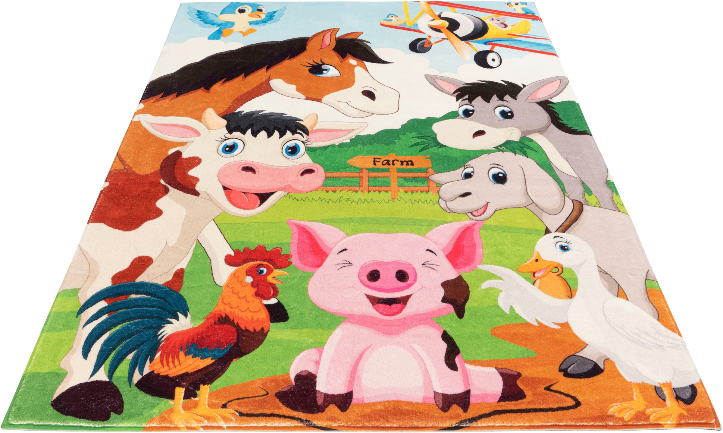 Obsession Kinderteppich »My Juno 472«, rechteckig, 10 mm Höhe, Spielteppich, Motiv Bauernhof-Tiere, Kinderzimmer