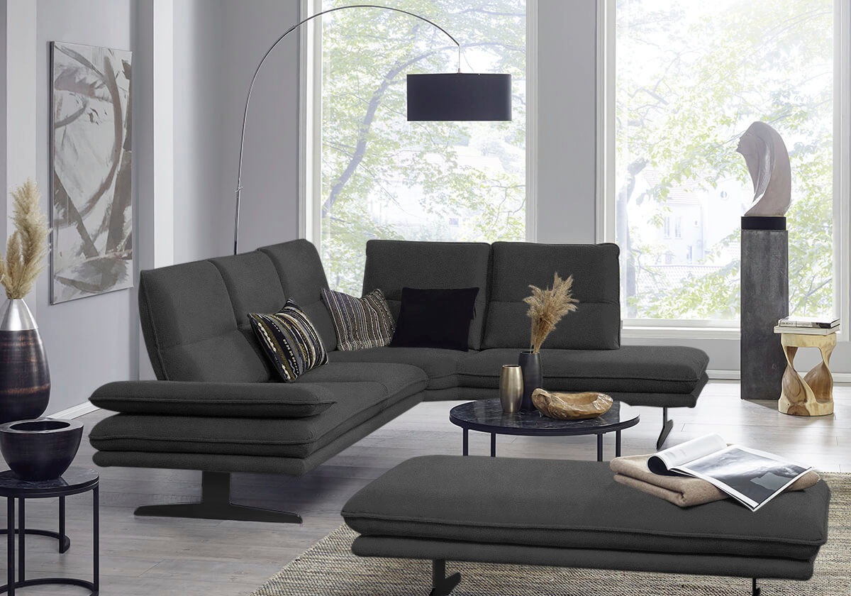 W.SCHILLIG Ecksofa »broadway, Designsofa, toller Sitzkomfort, zeitlos, elegant, L-Form«, Sitztiefenverstellung, Kopfteil- & Seitenteilverstellung, Breite 284cm