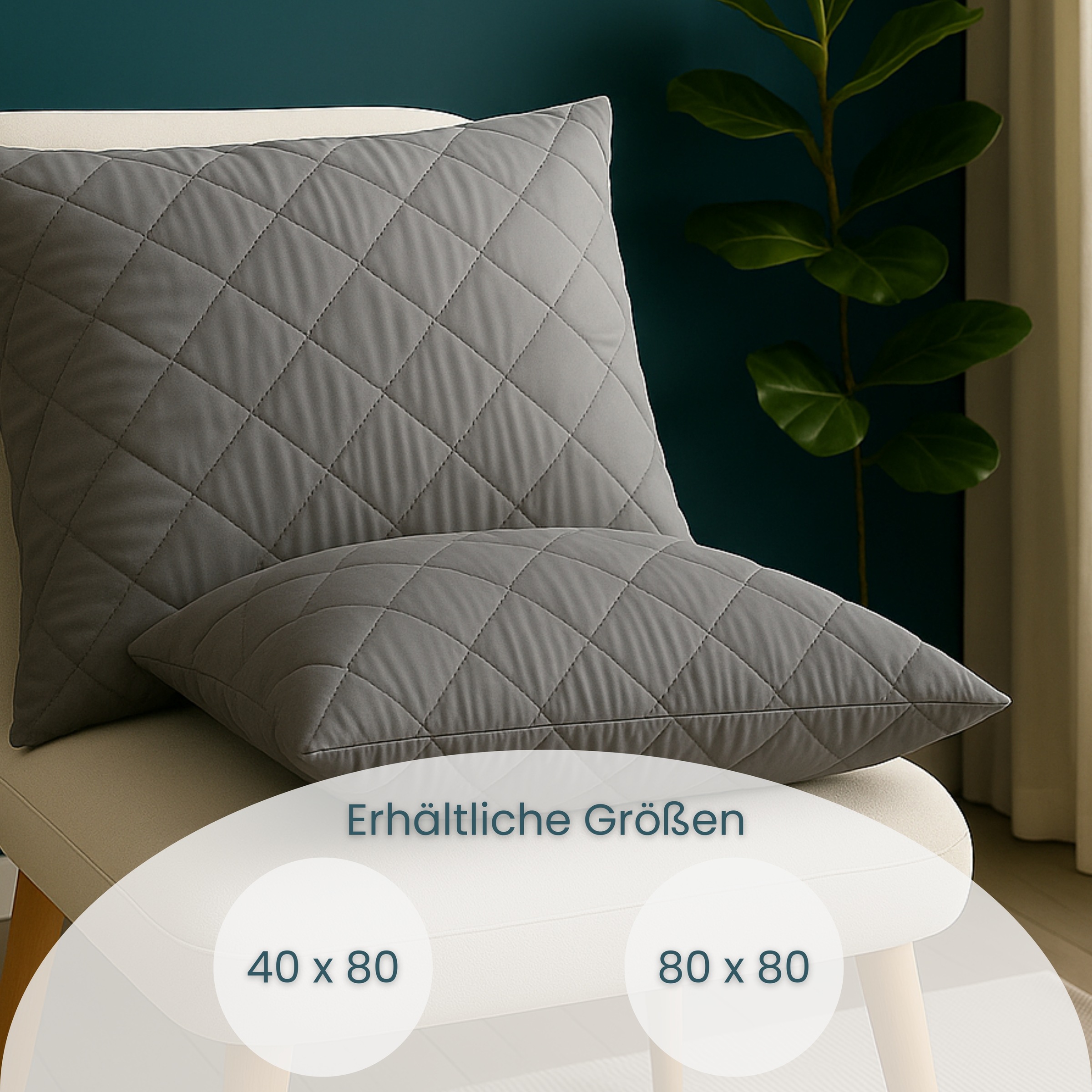 OTTO home Microfaserkissen »Clarra, Kopfkissen 40x80 cm, 80x80 cm« Füllung: Polyester Bezug: Polyester 1 Stk. tlg. Rückenschläfer, Seitenschläfer, Kissen in grau