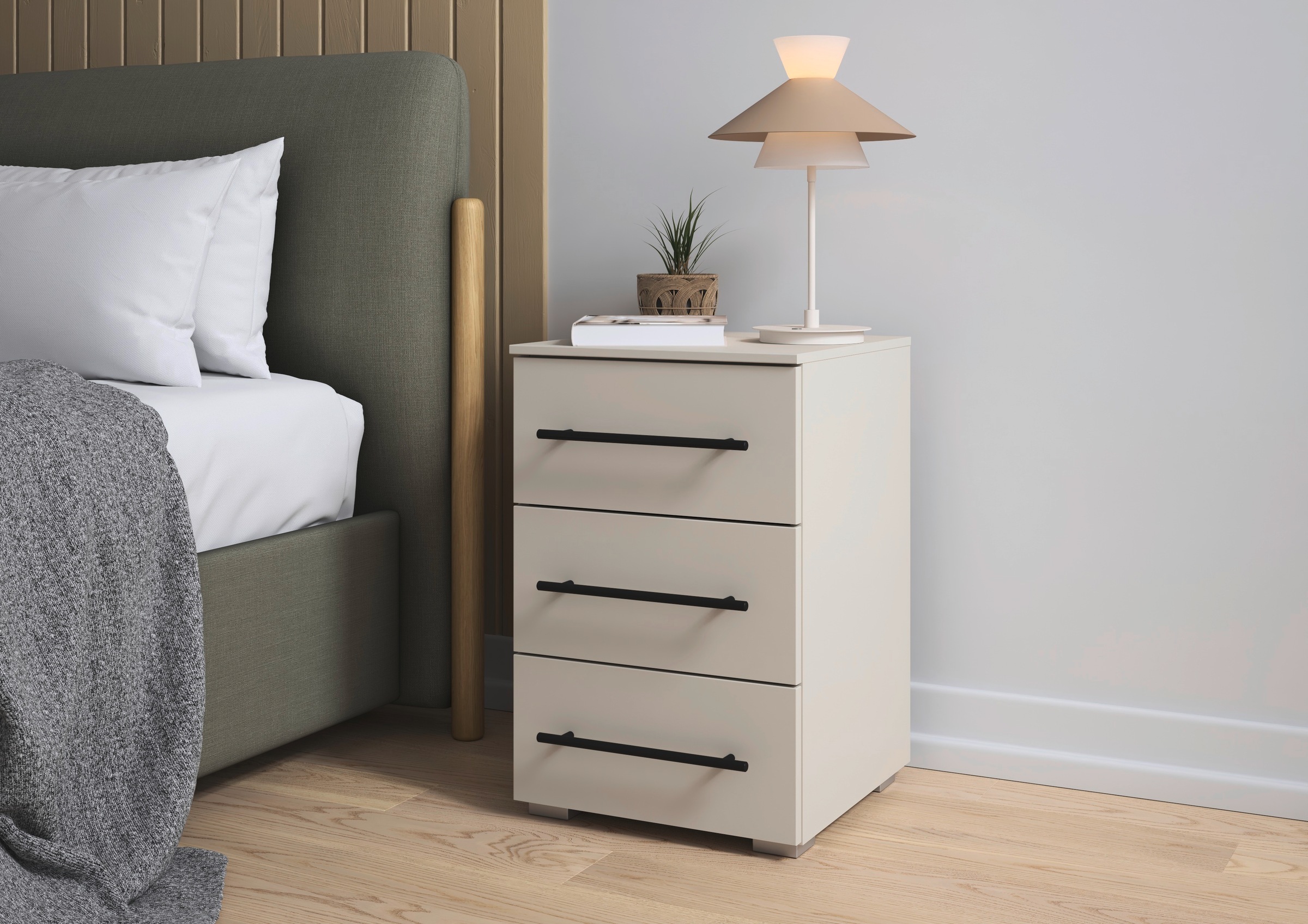 rauch Nachtkommode »Nachttisch Nachtkonsole AVOLA in Dekorfront« Set, Breite 40 cm inkl. Soft-Close-Funktion, 2 Stk. tlg. mit 3 geräumigen Schubladen für viel Stauraum MADE IN GERMANY