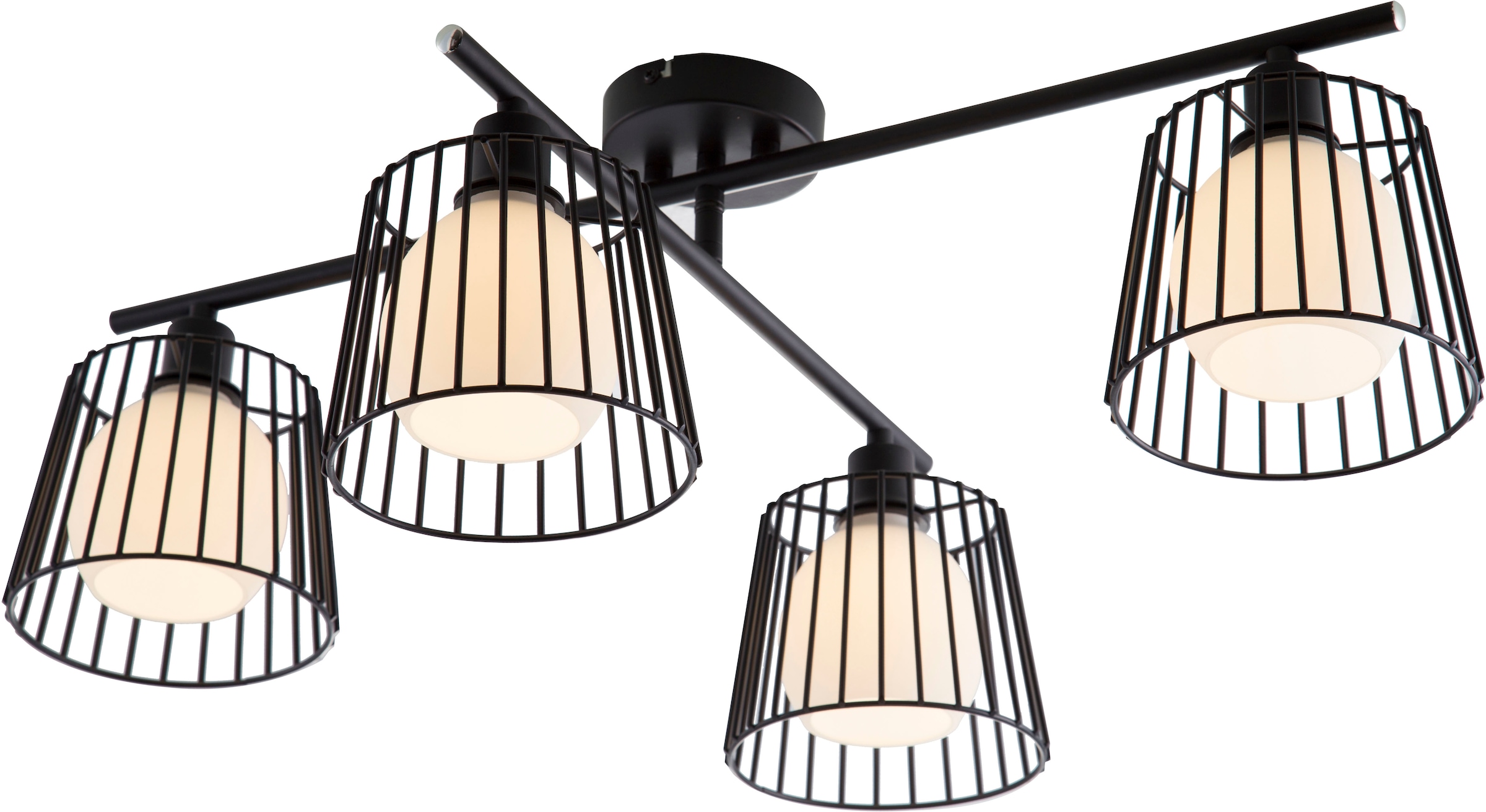 NOWA Deckenleuchte »PRISO« E14 4 Stk. Deckenlampe, Glas, Wohnzimmer, Flur, günstig online kaufen