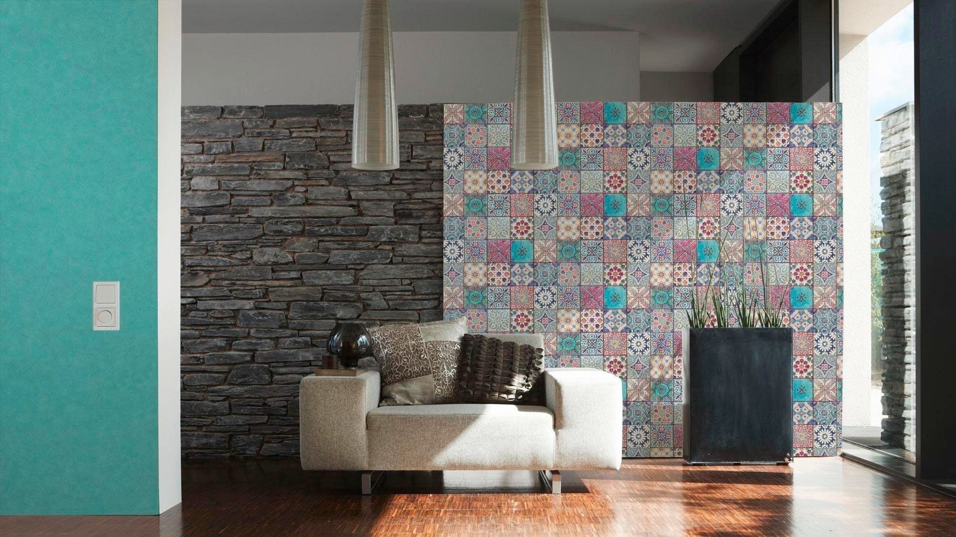 living walls Vliestapete »Neue Bude 2.0«, Strukturmuster-gemustert-Motiv, Vintage Tapete Fliesen Tapeten Wohnzimmer Schlafzimmer Küche Flur Büro